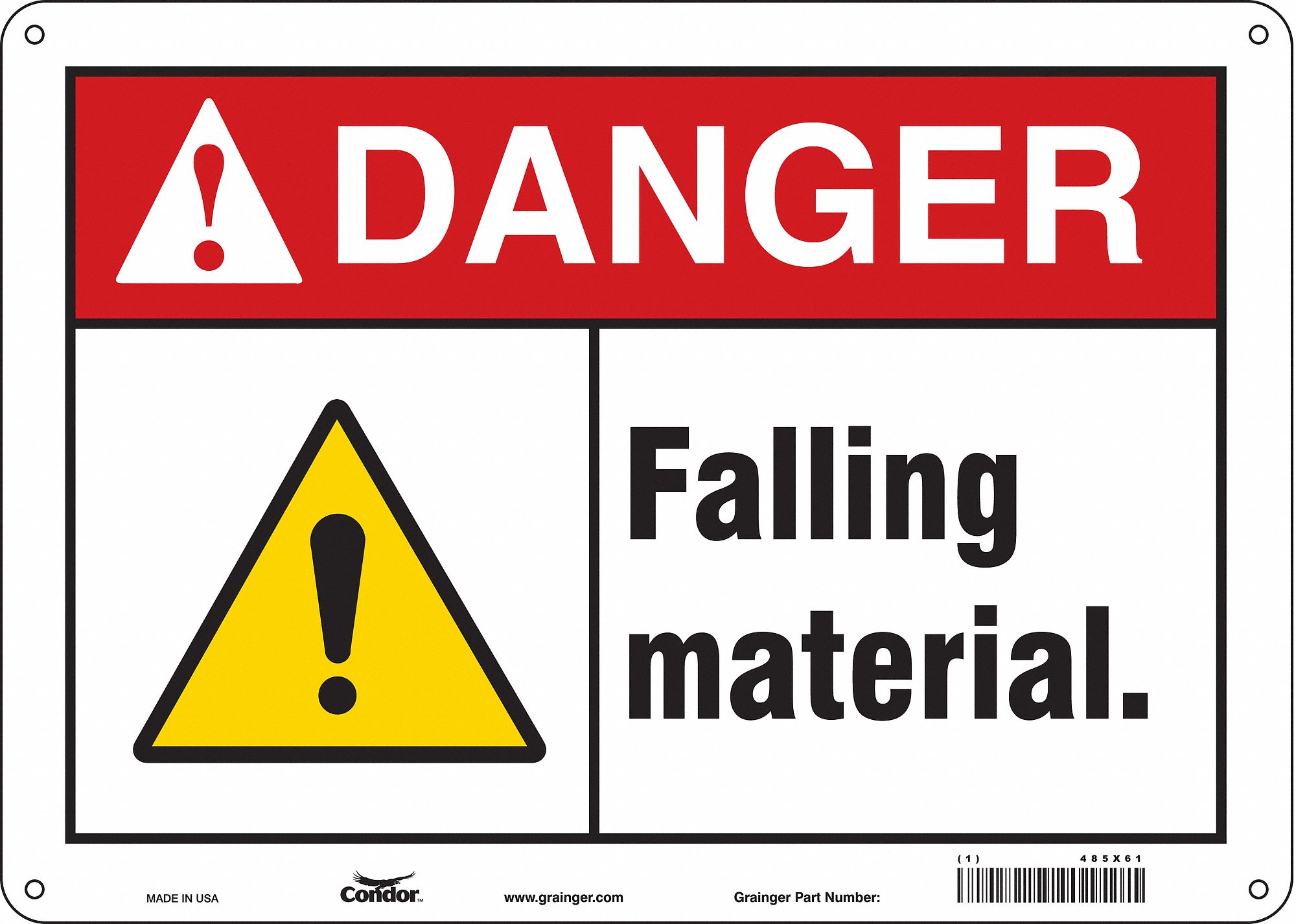 Safety Sign: Polyethylene, Mounting Holes Sign Mounting, 10 in x 14 in Nominal Sign Size, Danger