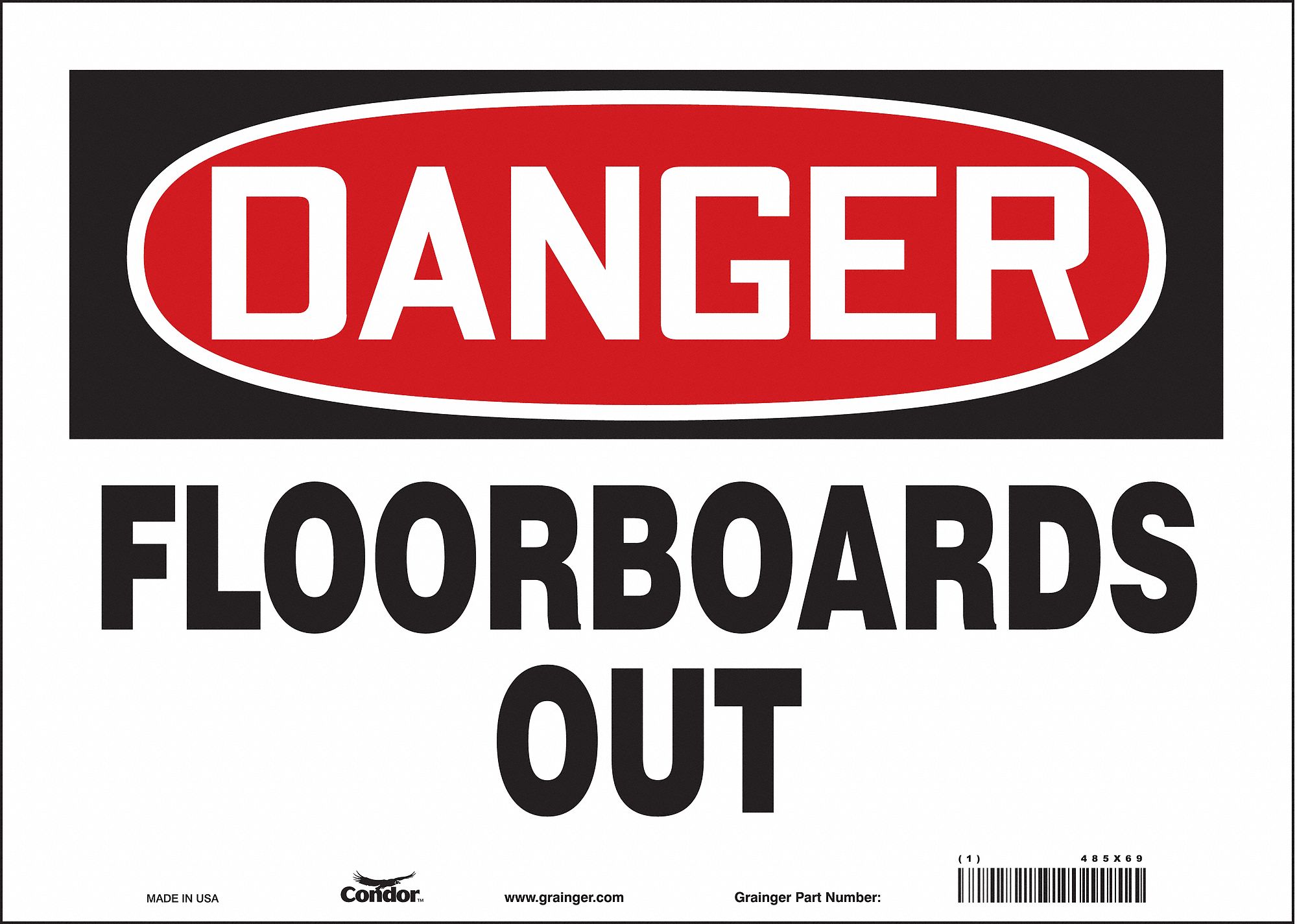 Safety Sign, 10 in x 14 in, Vinyl
