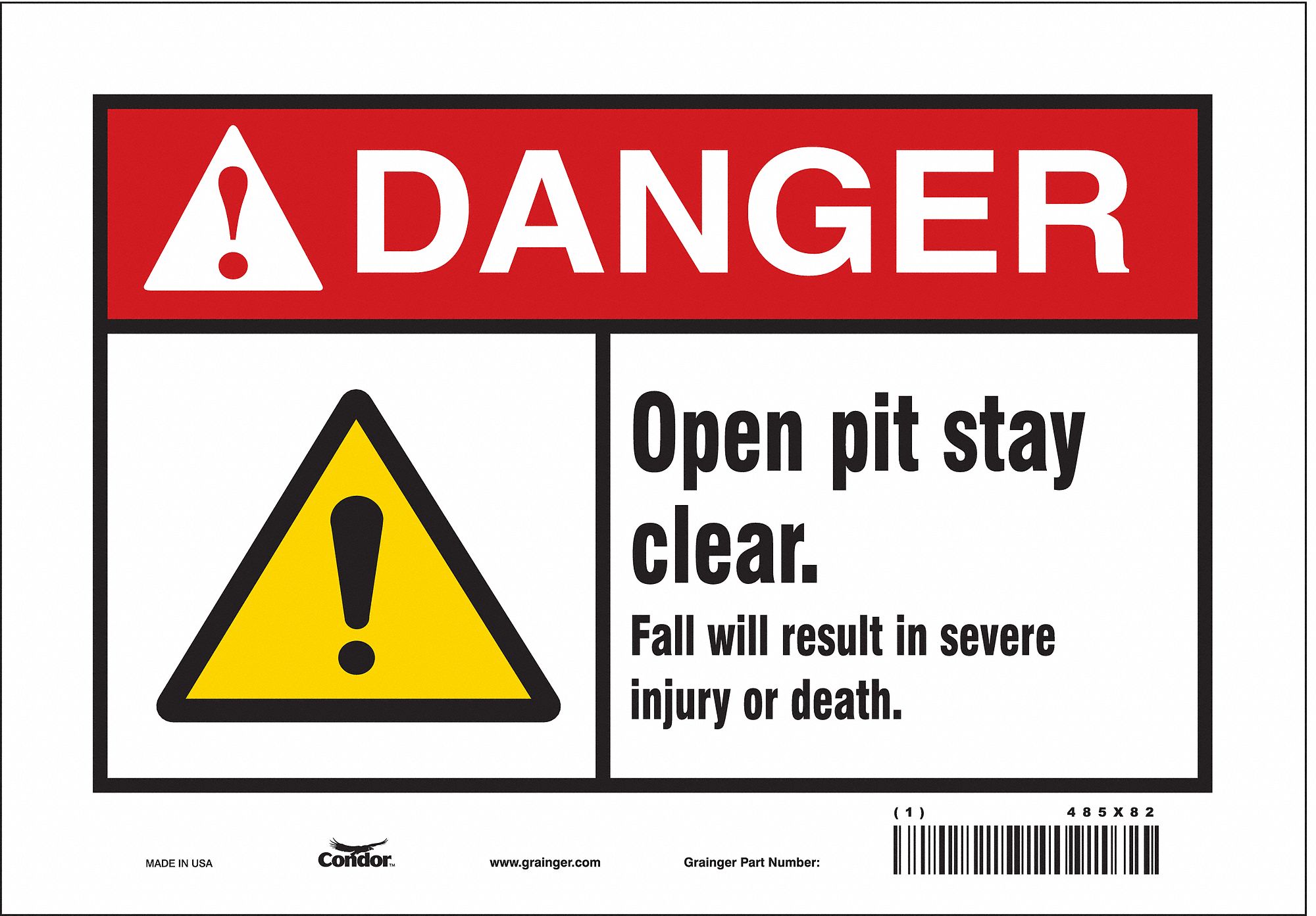 Safety Sign: Vinyl, Adhesive Sign Mounting, 7 in x 10 in Nominal Sign Size, Not Retroreflective