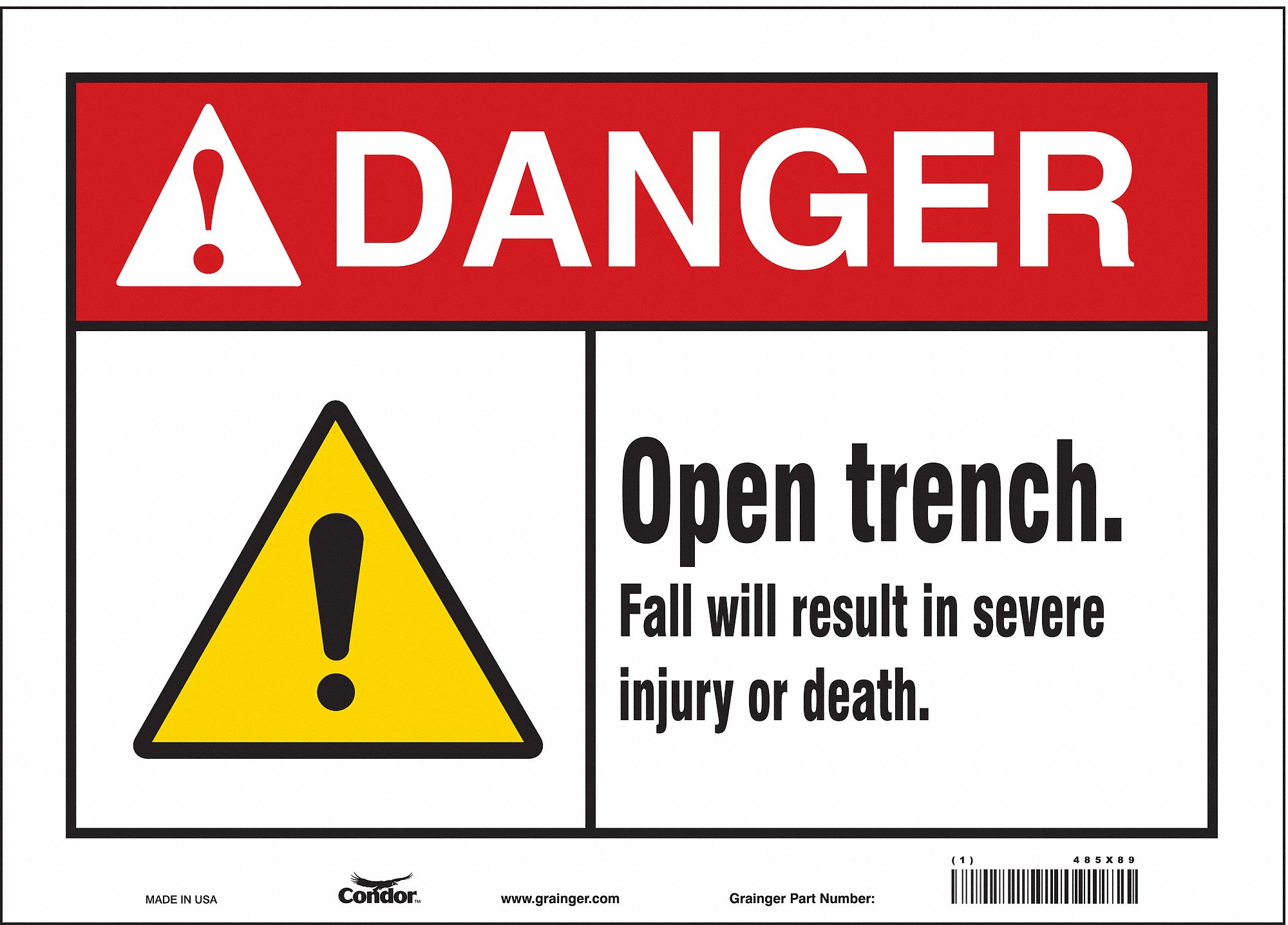 Safety Sign: Vinyl, Adhesive Sign Mounting, 10 in x 14 in Nominal Sign Size, Not Retroreflective