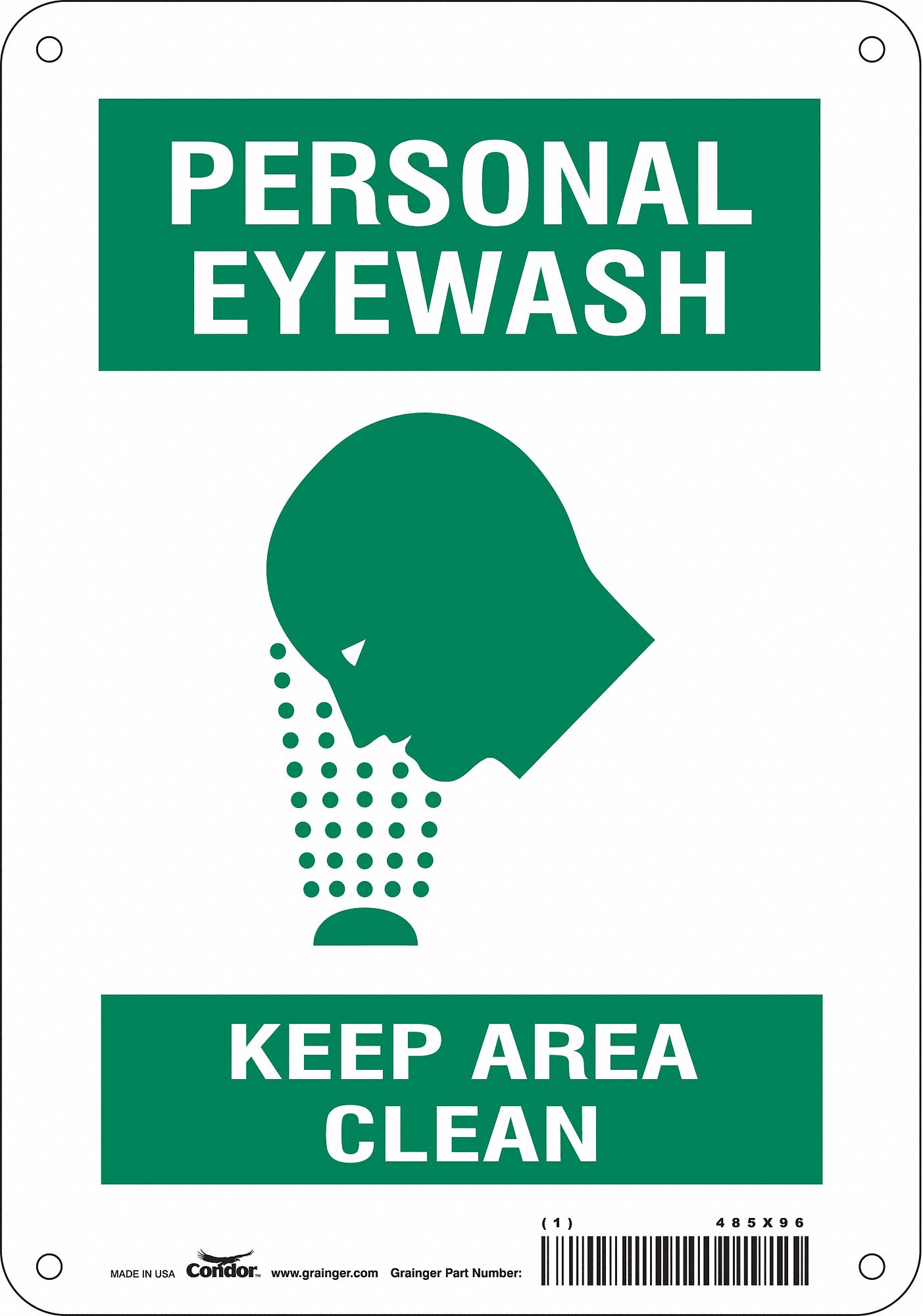 Safety Sign: Aluminum, Mounting Holes Sign Mounting, 10 in x 7 in Nominal Sign Size, 0.032 in Thick