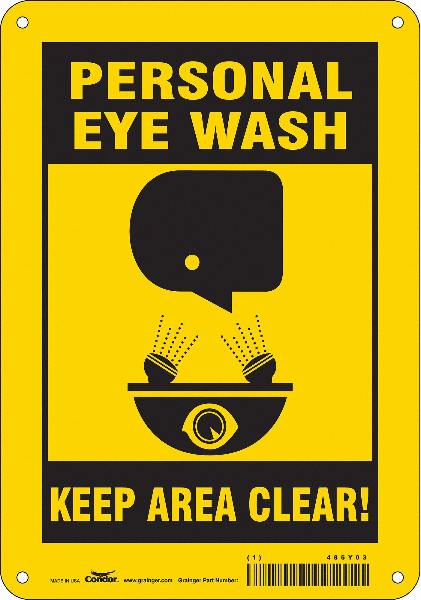 Safety Sign: Aluminum, Mounting Holes Sign Mounting, 10 in x 7 in Nominal Sign Size, 0.032 in Thick