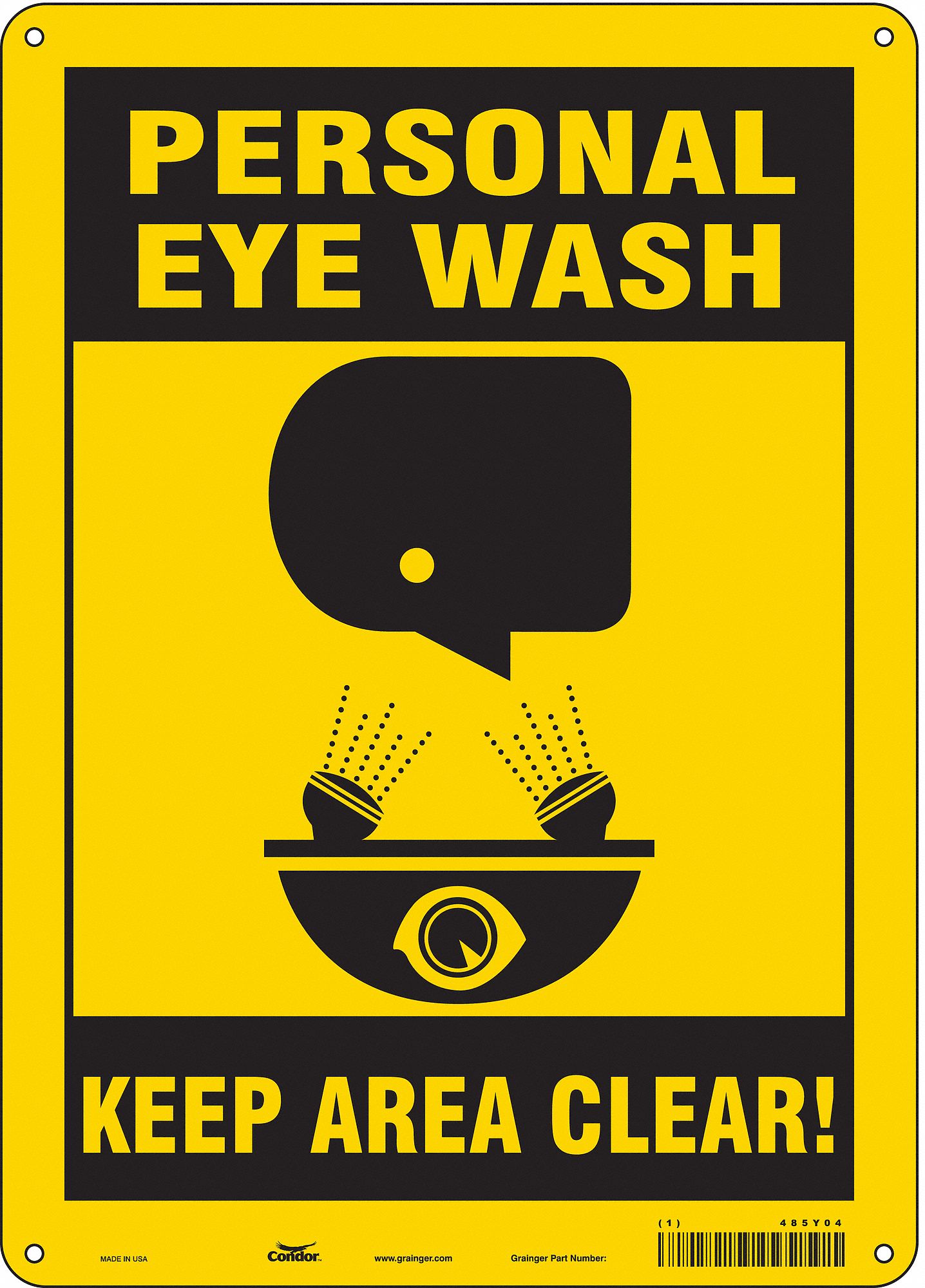 Safety Sign: Aluminum, Mounting Holes Sign Mounting, 14 in x 10 in Nominal Sign Size, 0.032 in Thick