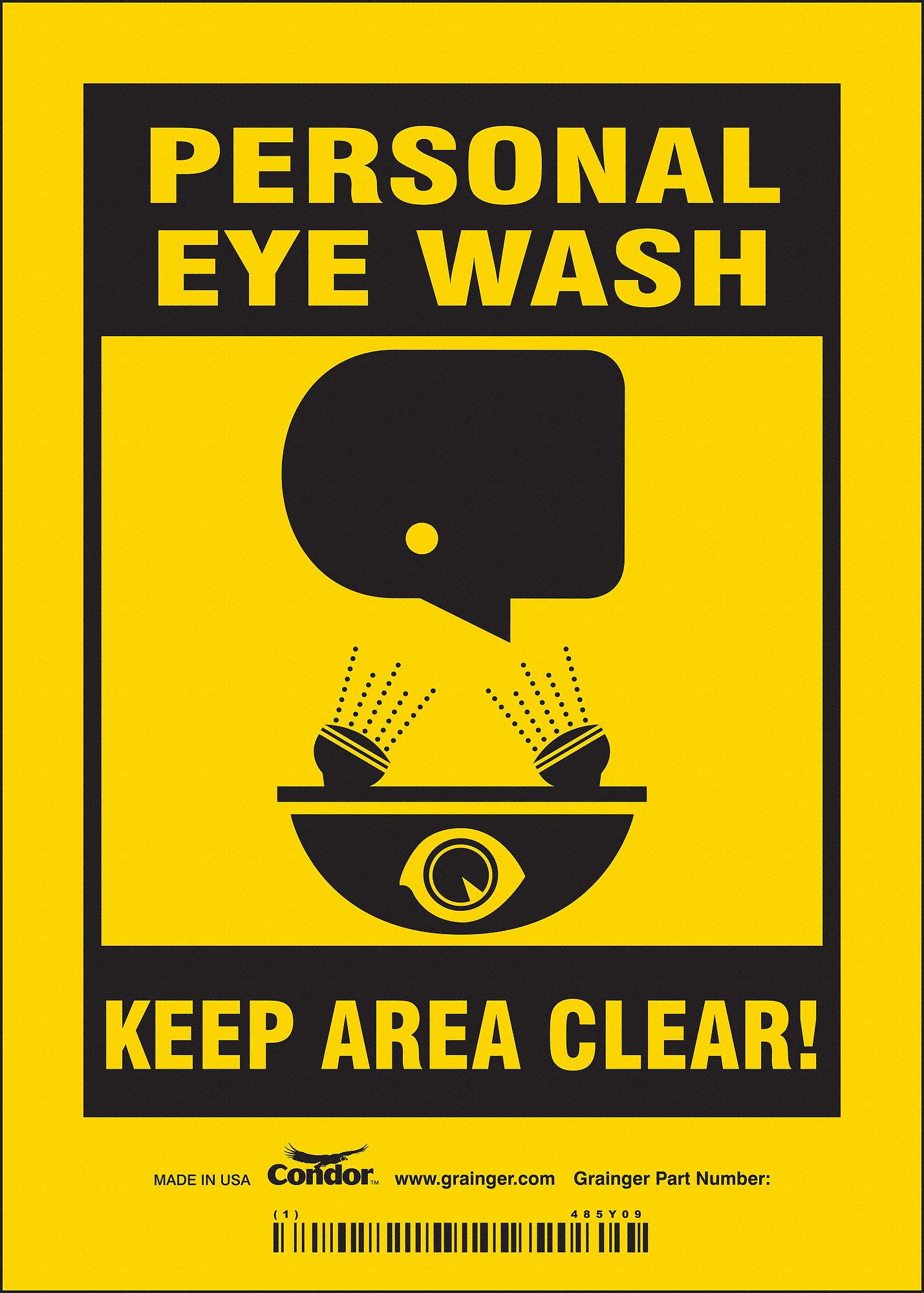 Safety Sign: Vinyl, Adhesive Sign Mounting, 7 in x 5 in Nominal Sign Size, Not Retroreflective
