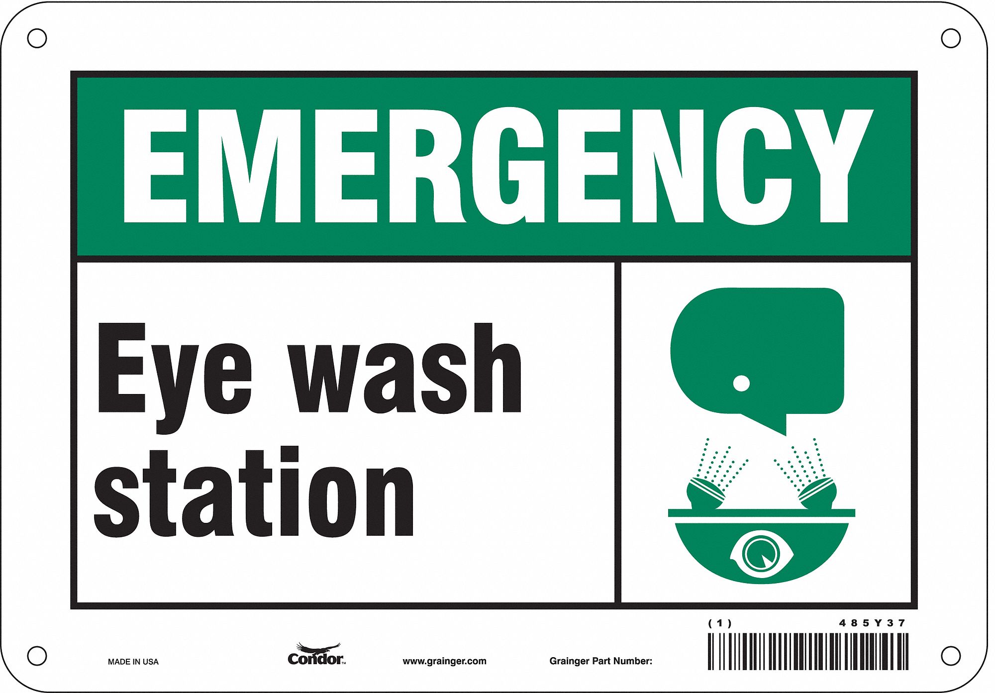Safety Sign: Aluminum, Mounting Holes Sign Mounting, 7 in x 10 in Nominal Sign Size, 0.032 in Thick