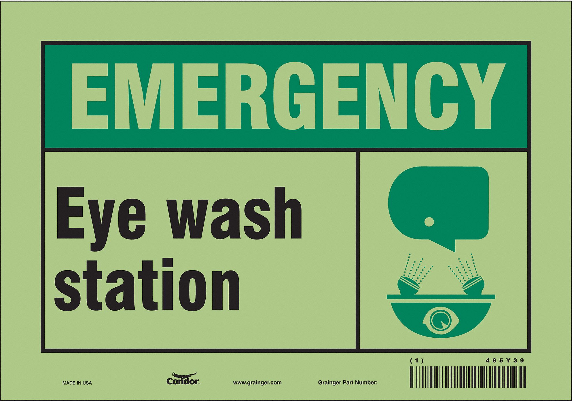 Safety Sign: Glow Vinyl, Adhesive Sign Mounting, 7 in x 10 in Nominal Sign Size, Not Retroreflective