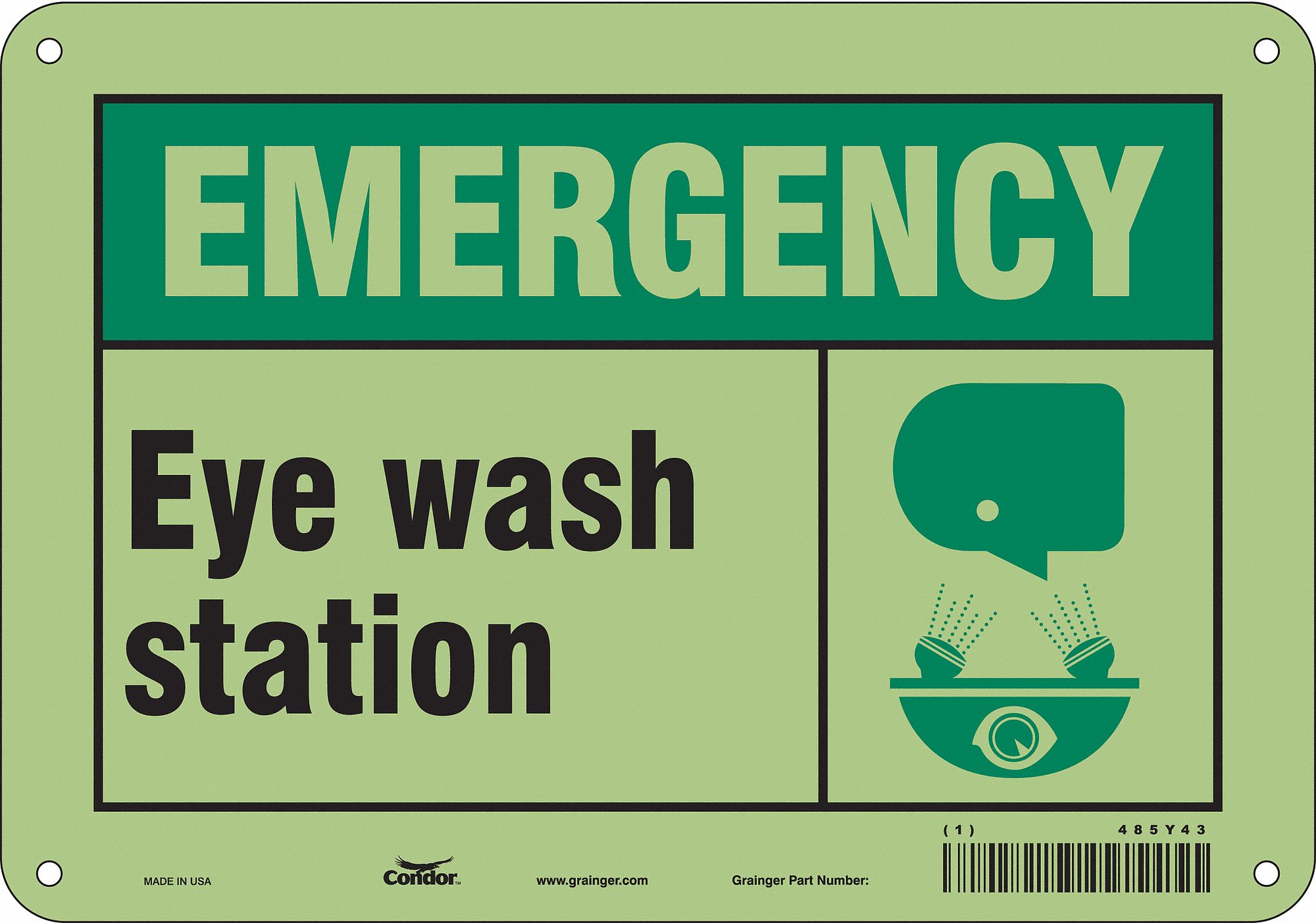 Safety Sign: Aluminum, Mounting Holes Sign Mounting, 7 in x 10 in Nominal Sign Size, 0.043 in Thick