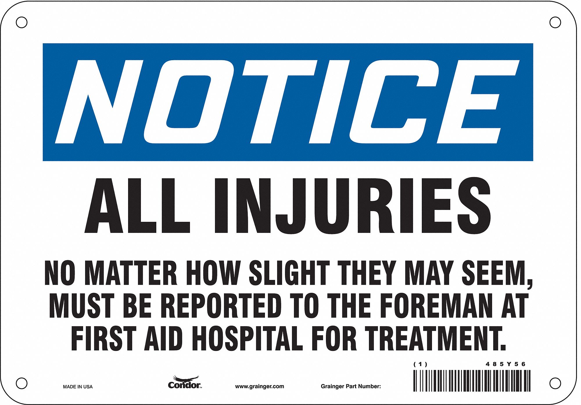 Safety Sign, 7 in x 10 in, Aluminum