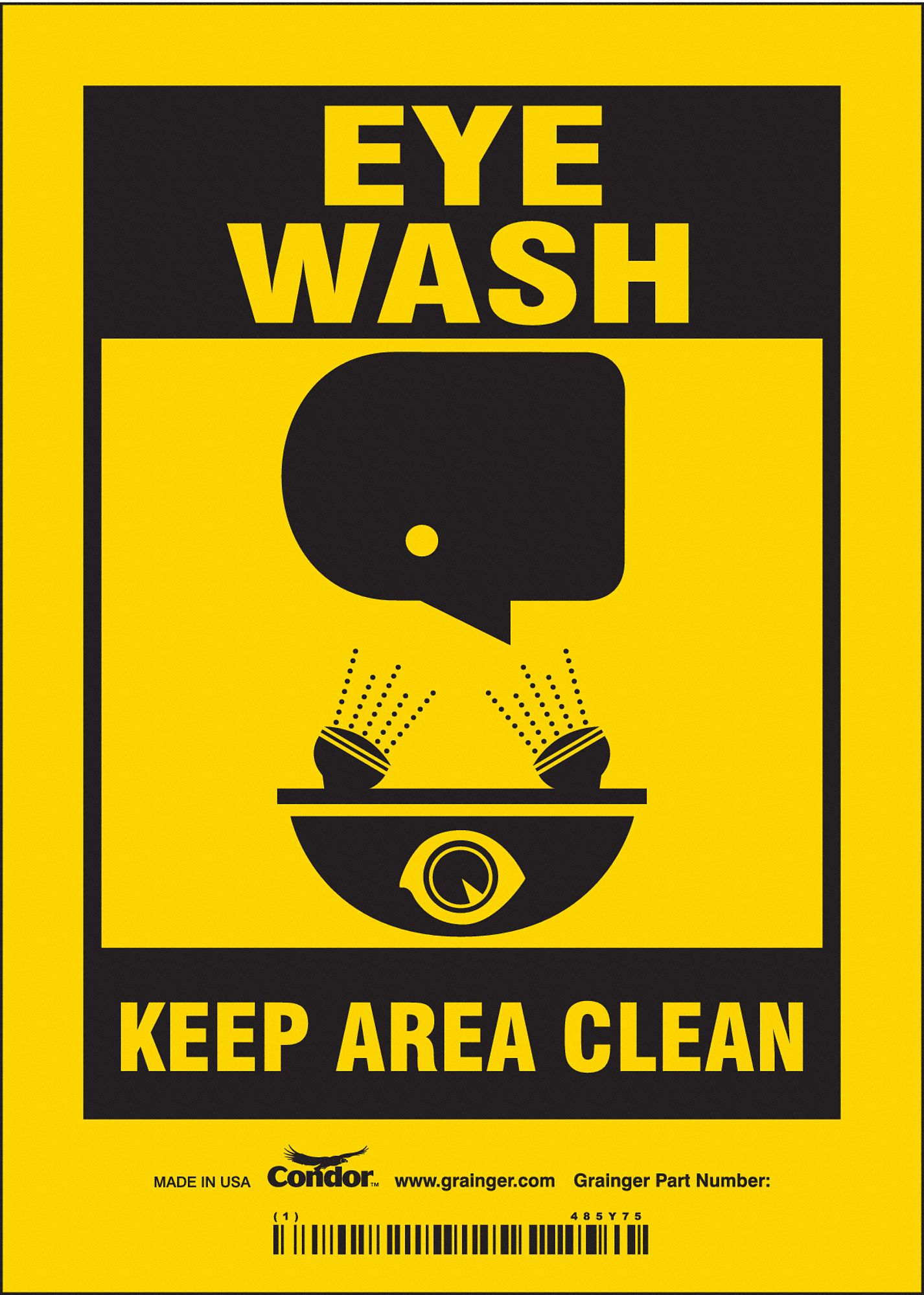 Safety Sign: Vinyl, Adhesive Sign Mounting, 7 in x 5 in Nominal Sign Size, Not Retroreflective