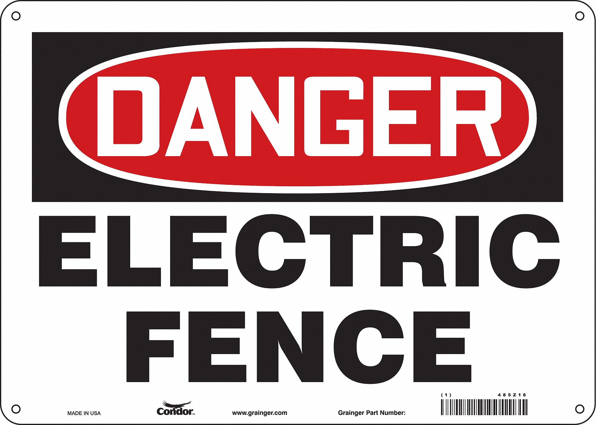 Safety Sign: Polyethylene, Mounting Holes Sign Mounting, 10 in x 14 in Nominal Sign Size