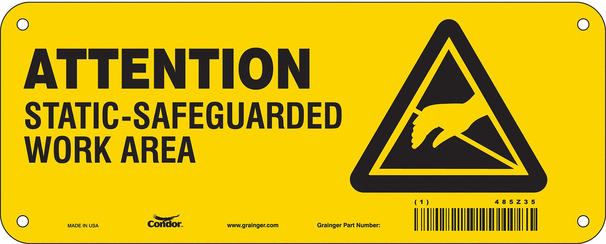 Safety Sign, 4 in x 10 in, Polyethylene