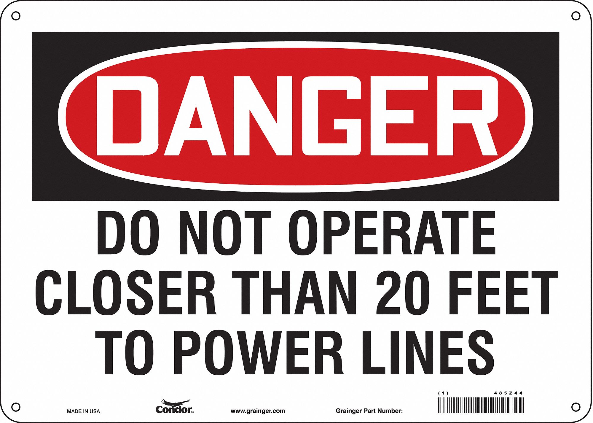 Safety Sign: Aluminum, Mounting Holes Sign Mounting, 10 in x 14 in Nominal Sign Size, 0.032 in Thick