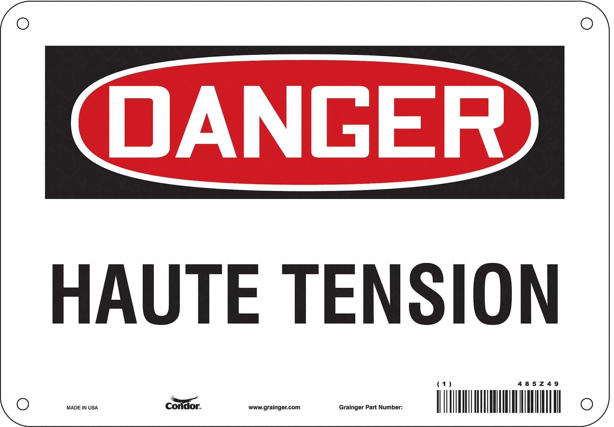 Safety Sign: Aluminum, Mounting Holes Sign Mounting, 7 in x 10 in Nominal Sign Size, 0.032 in Thick