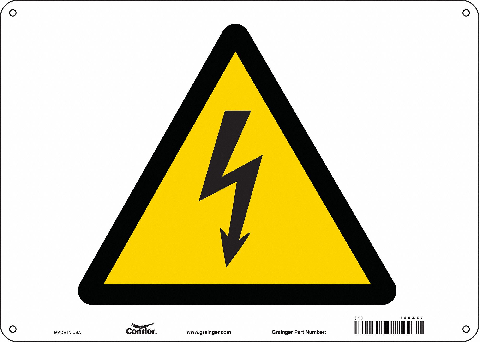 Safety Sign: Aluminum, Mounting Holes Sign Mounting, 10 in x 14 in Nominal Sign Size, 0.032 in Thick