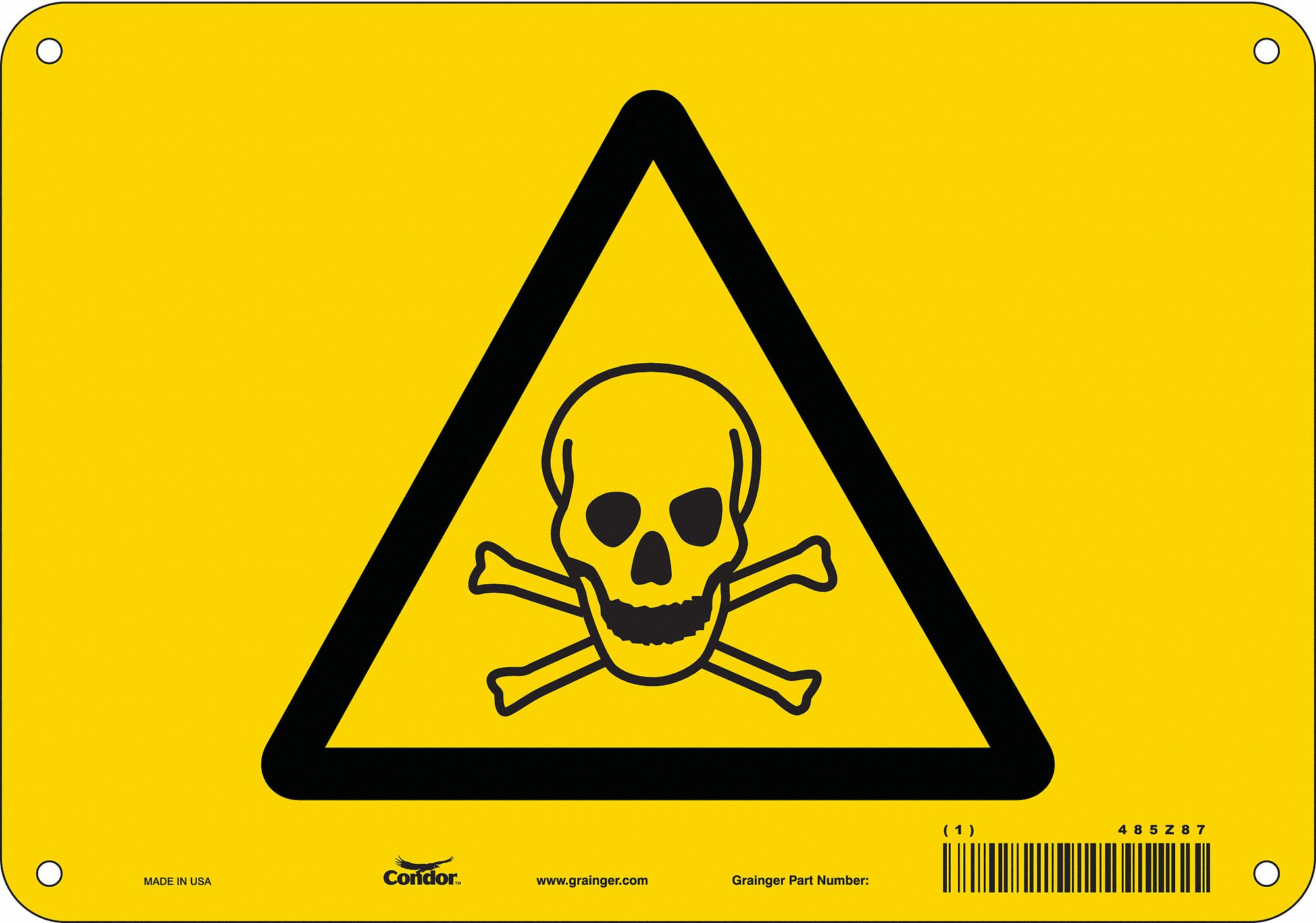 Safety Sign: Aluminum, Mounting Holes Sign Mounting, 7 in x 10 in Nominal Sign Size, 0.032 in Thick