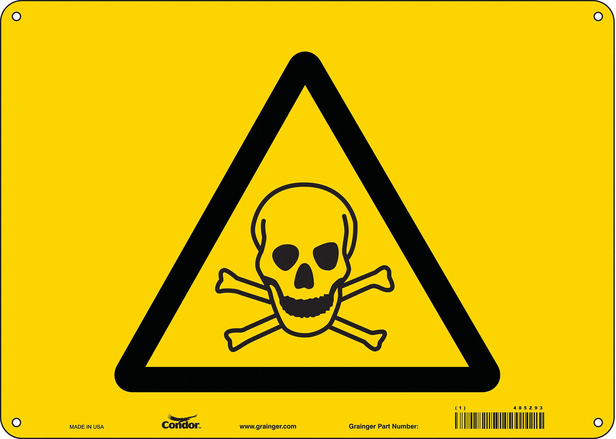 Safety Sign: Polyethylene, Mounting Holes Sign Mounting, 10 in x 14 in Nominal Sign Size