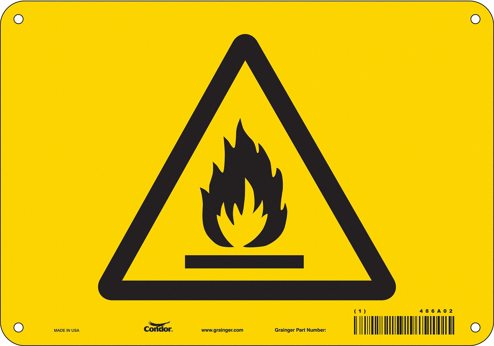 Safety Sign: Polyethylene, Mounting Holes Sign Mounting, 7 in x 10 in Nominal Sign Size