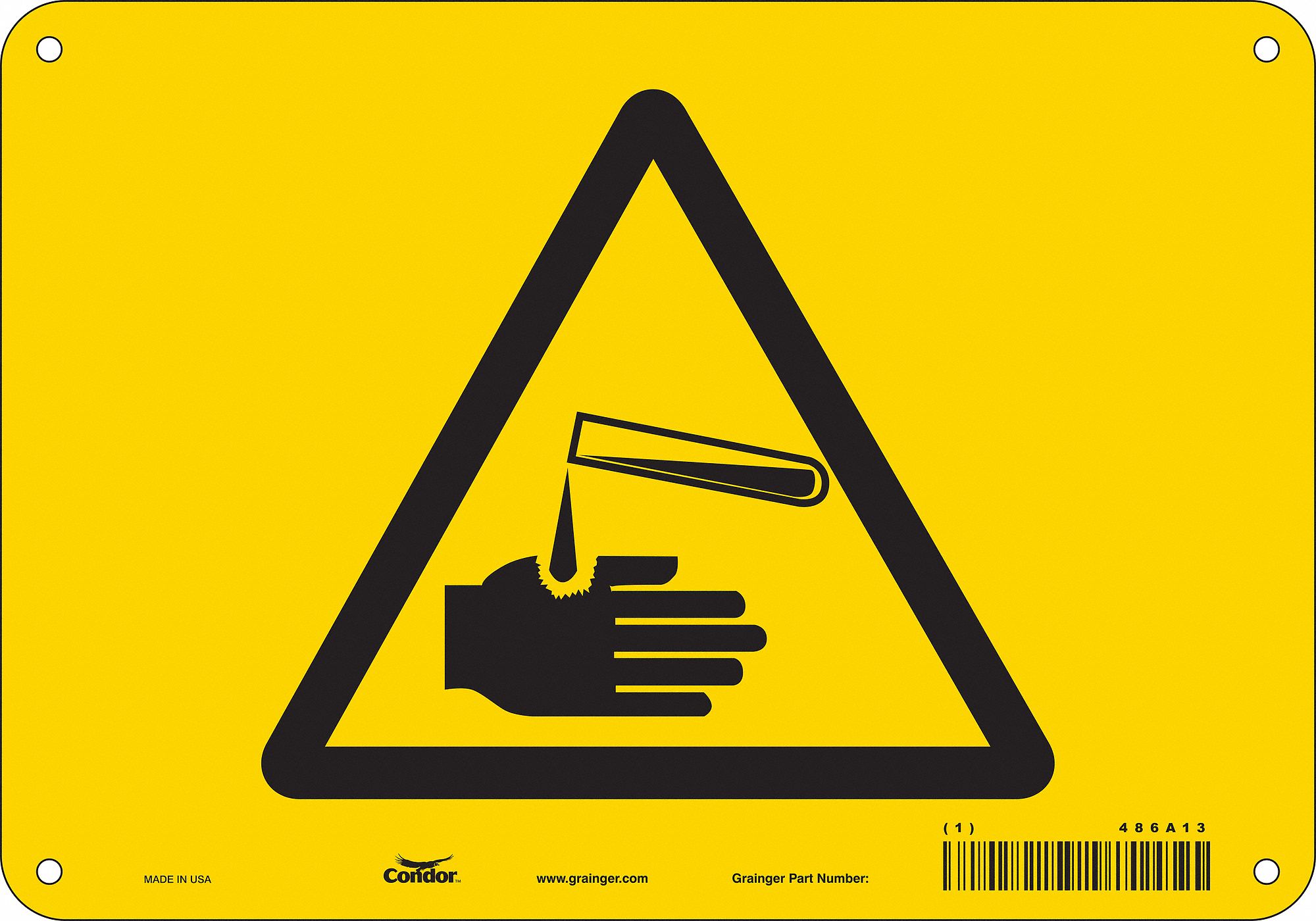 Safety Sign: Polyethylene, Mounting Holes Sign Mounting, 7 in x 10 in Nominal Sign Size