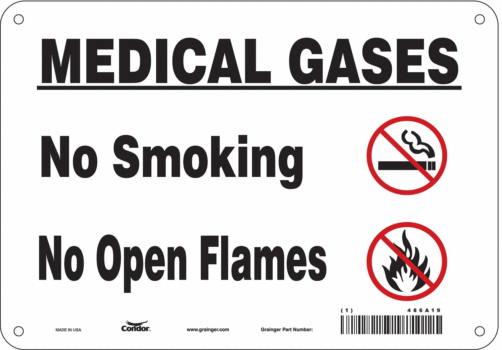 Safety Sign: Aluminum, Mounting Holes Sign Mounting, 7 in x 10 in Nominal Sign Size, 0.032 in Thick