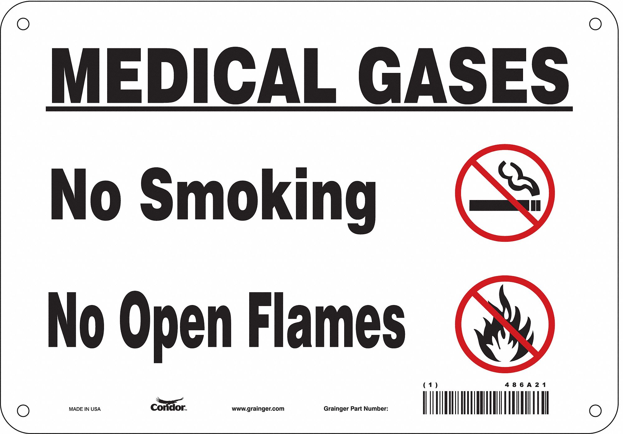 Safety Sign: Polyethylene, Mounting Holes Sign Mounting, 7 in x 10 in Nominal Sign Size, No Header