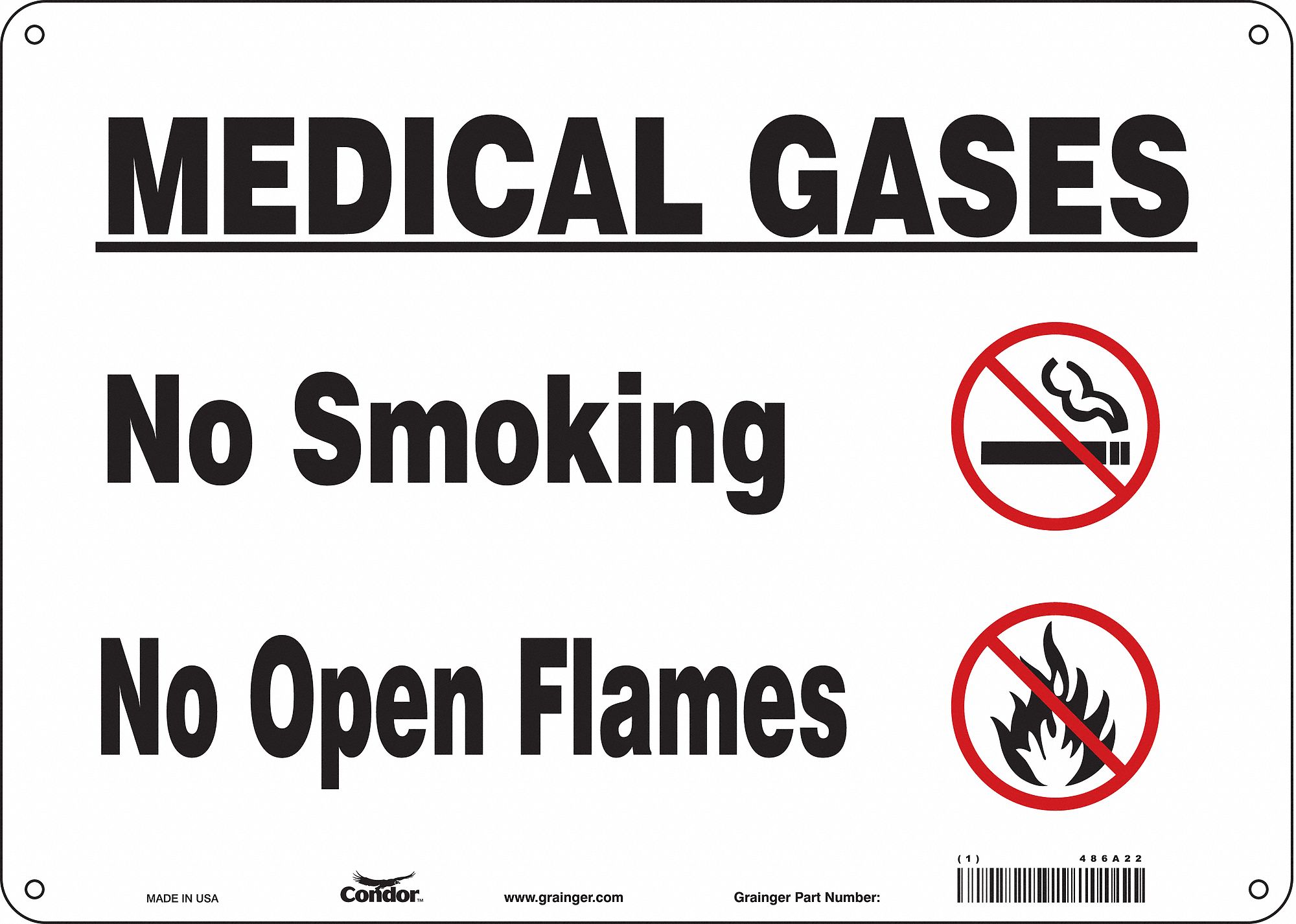 Safety Sign: Polyethylene, Mounting Holes Sign Mounting, 10 in x 14 in Nominal Sign Size, No Header