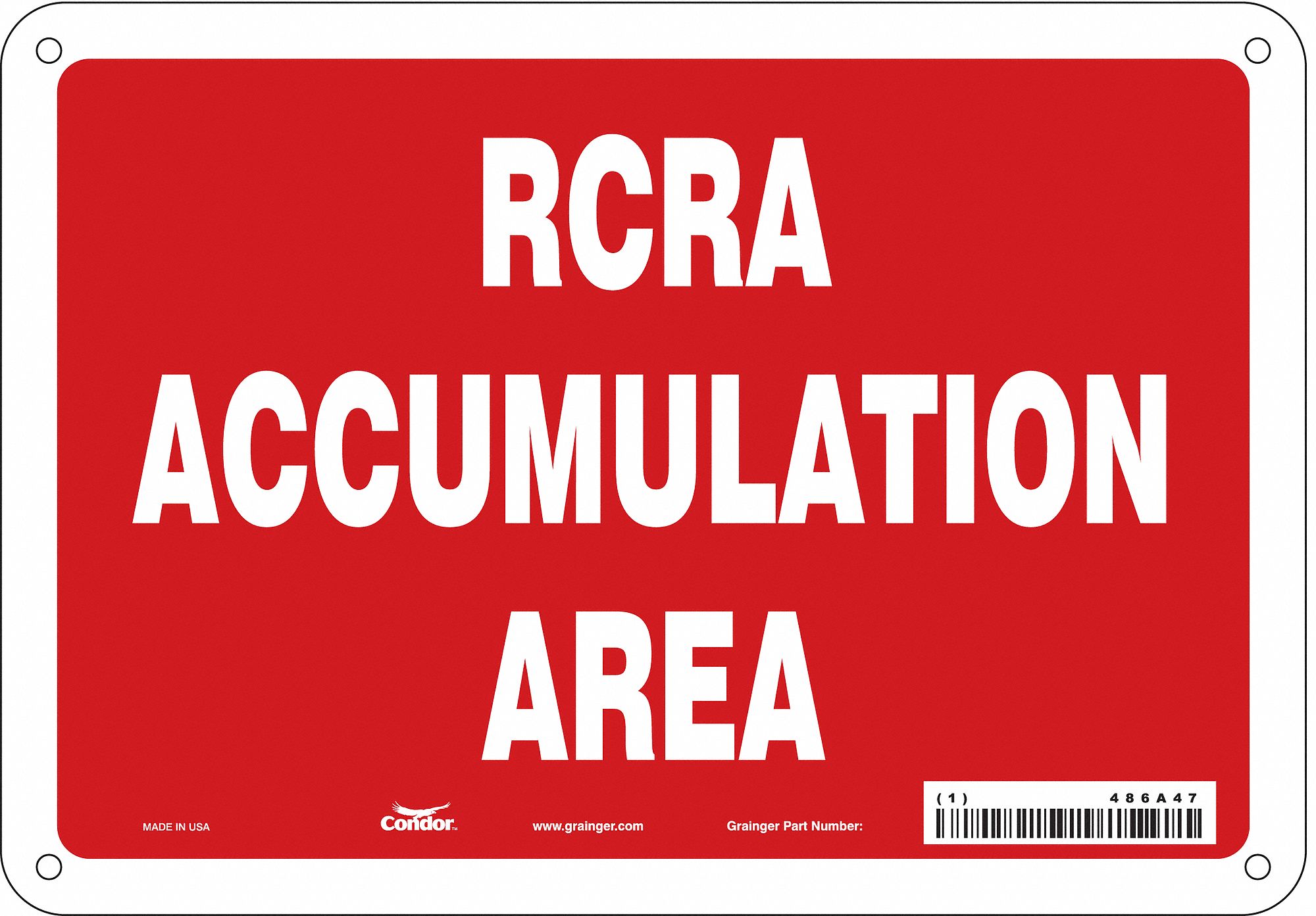 Safety Sign: Polyethylene, Mounting Holes Sign Mounting, 7 in x 10 in Nominal Sign Size
