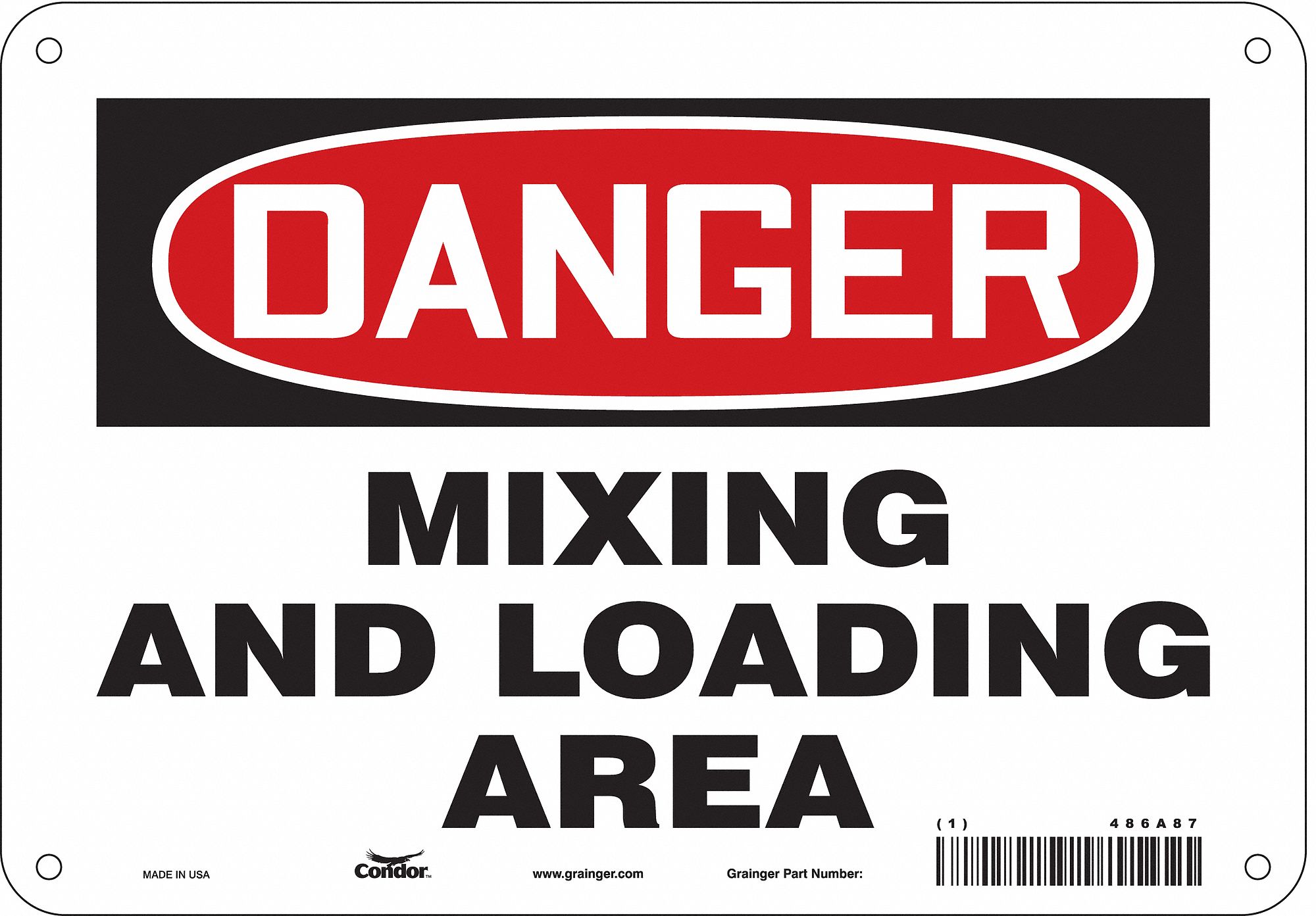 Safety Sign: Aluminum, Mounting Holes Sign Mounting, 7 in x 10 in Nominal Sign Size, 0.032 in Thick