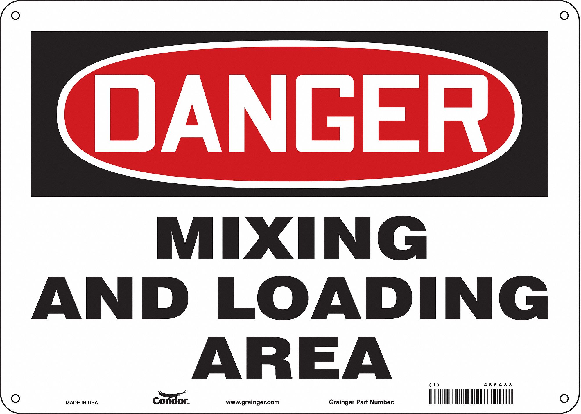 Safety Sign: Aluminum, Mounting Holes Sign Mounting, 10 in x 14 in Nominal Sign Size, 0.032 in Thick