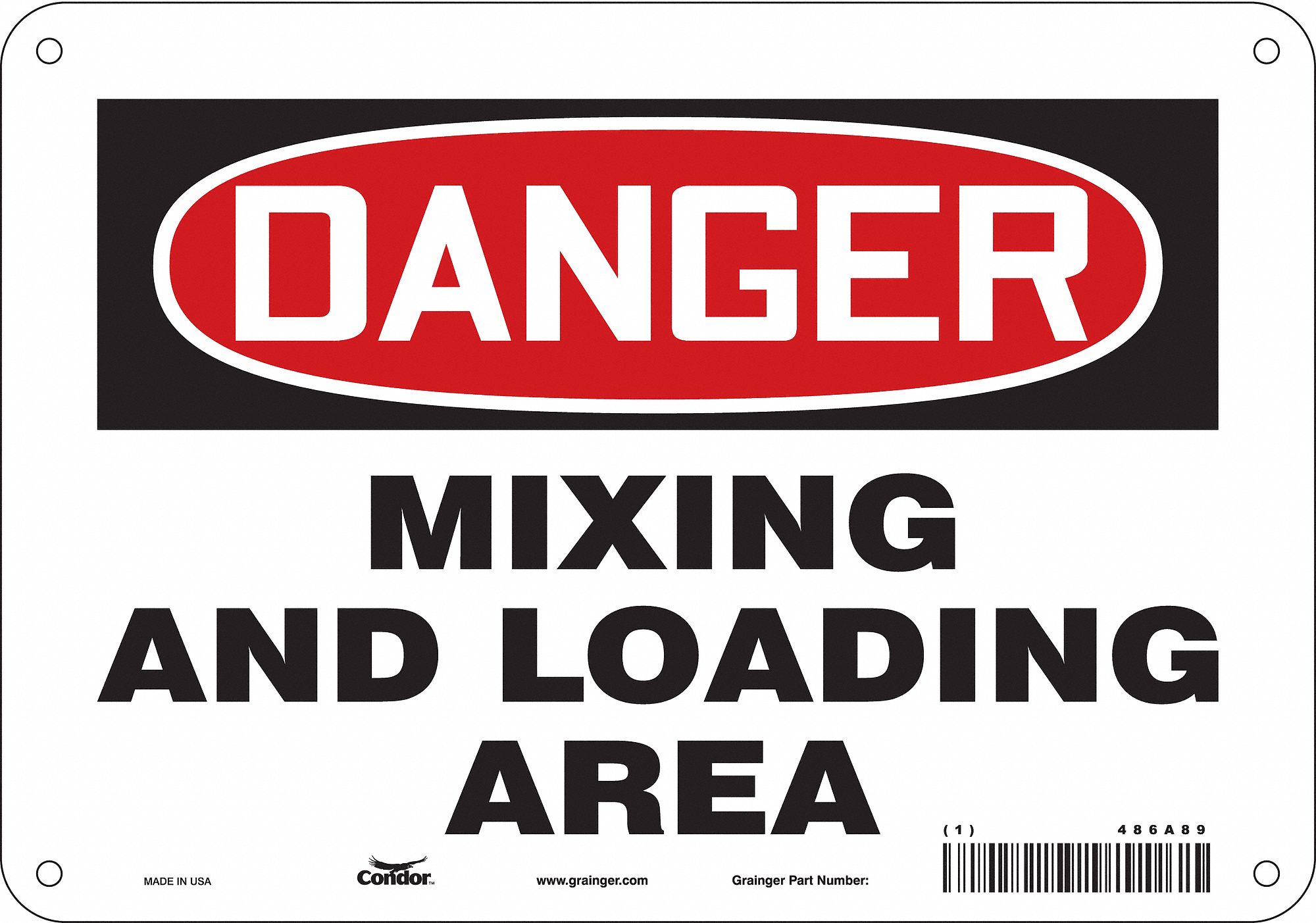 Safety Sign: Polyethylene, Mounting Holes Sign Mounting, 7 in x 10 in Nominal Sign Size