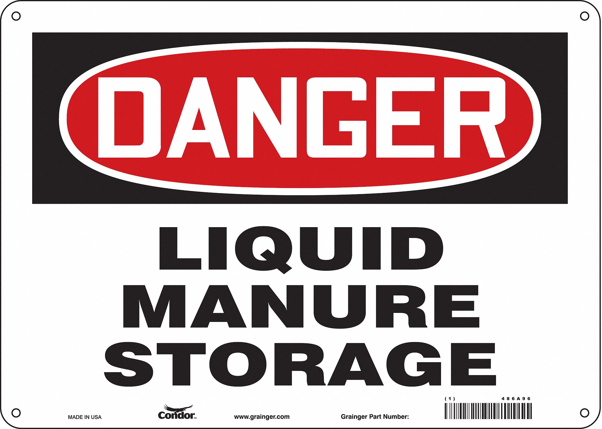 Safety Sign: Polyethylene, Mounting Holes Sign Mounting, 10 in x 14 in Nominal Sign Size, Danger