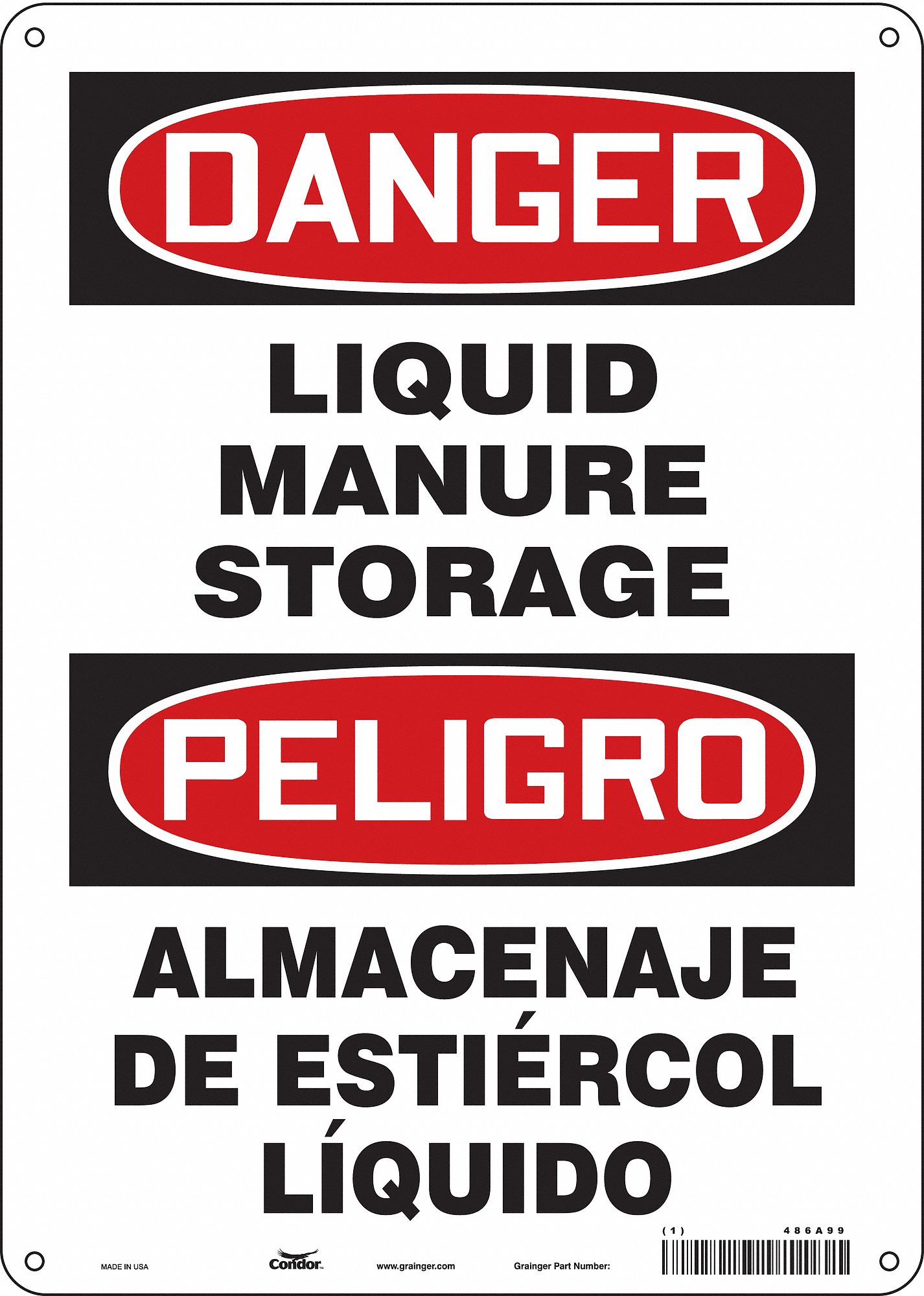 Safety Sign: Aluminum, Mounting Holes Sign Mounting, 14 in x 10 in Nominal Sign Size, 0.032 in Thick