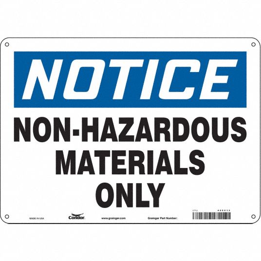 CONDOR Chemical Sign, Sign Format Traditional OSHA, Non-Hazardous ...