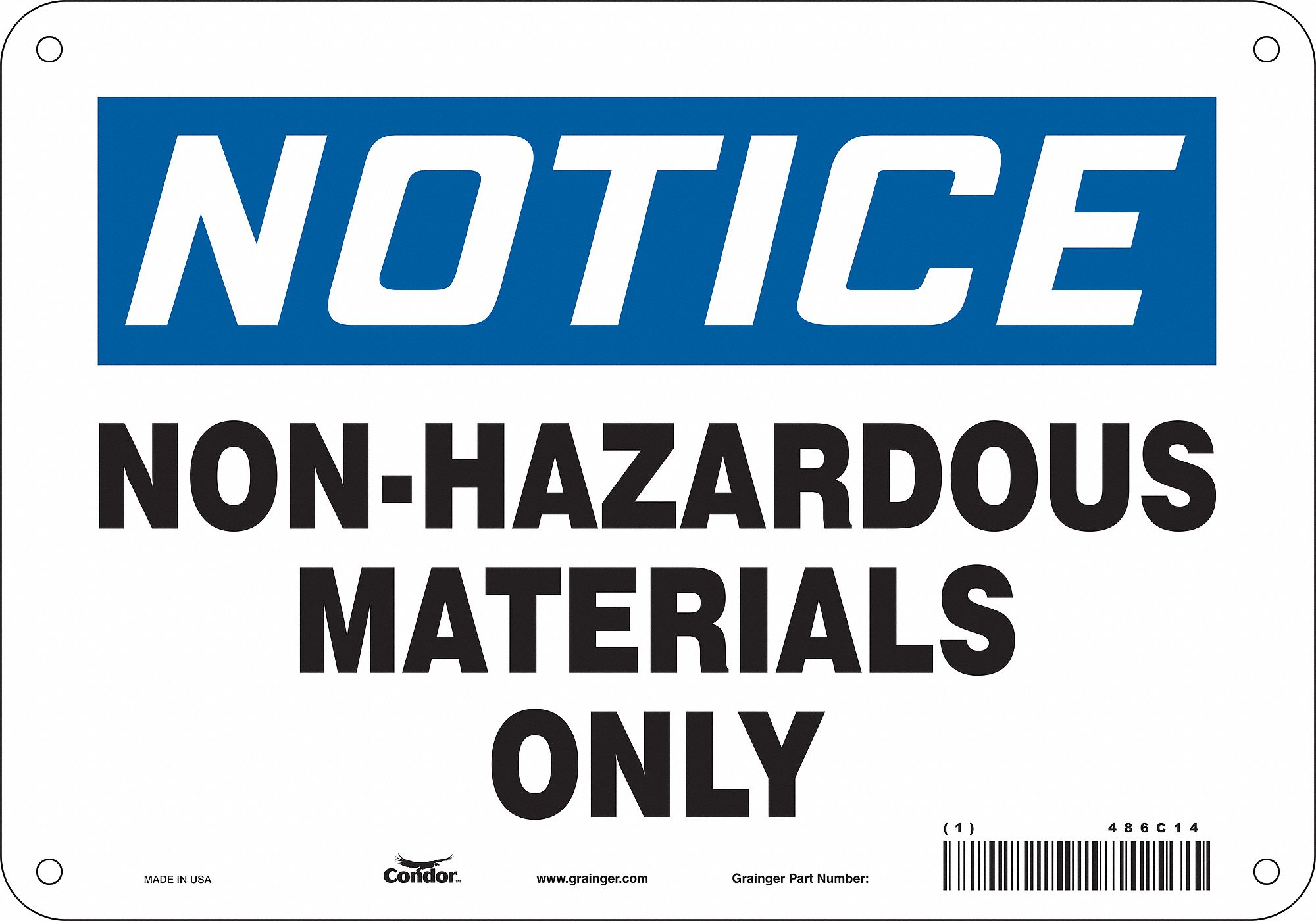 CONDOR Chemical Sign, Sign Format Traditional OSHA, NonHazardous
