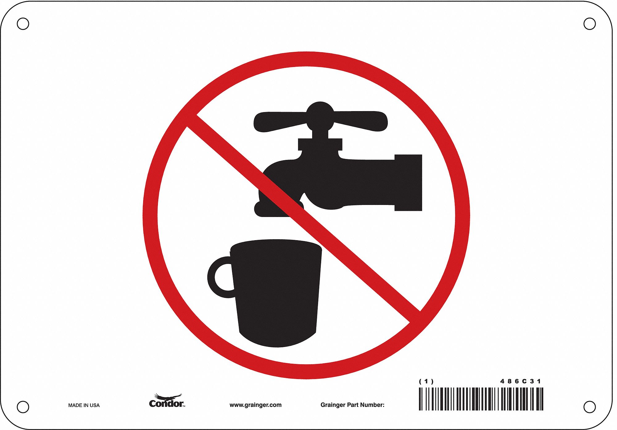 Safety Sign: Aluminum, Mounting Holes Sign Mounting, 7 in x 10 in Nominal Sign Size, 0.032 in Thick