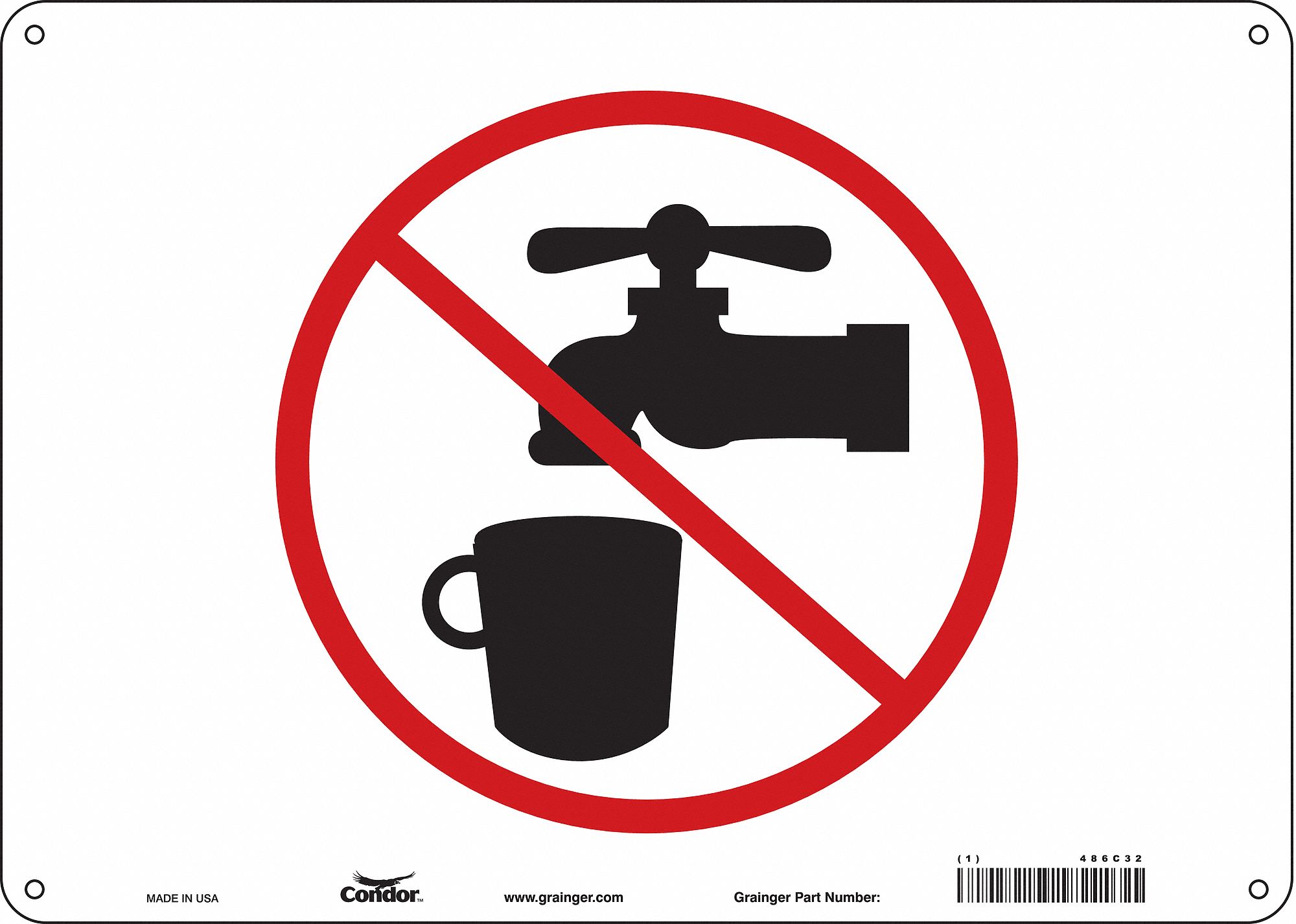 Safety Sign: Aluminum, Mounting Holes Sign Mounting, 10 in x 14 in Nominal Sign Size, 0.032 in Thick