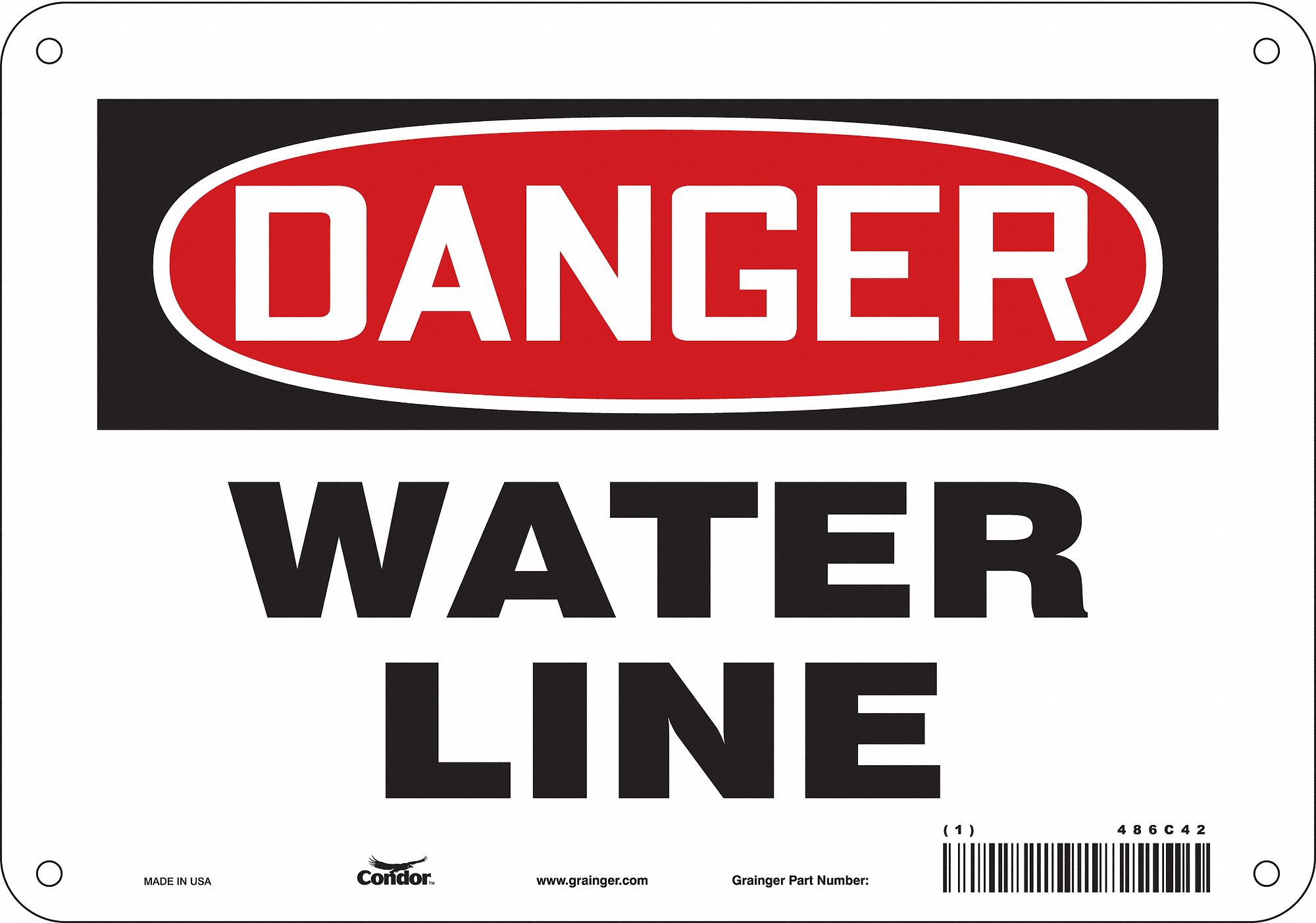 Safety Sign: Polyethylene, Mounting Holes Sign Mounting, 7 in x 10 in Nominal Sign Size
