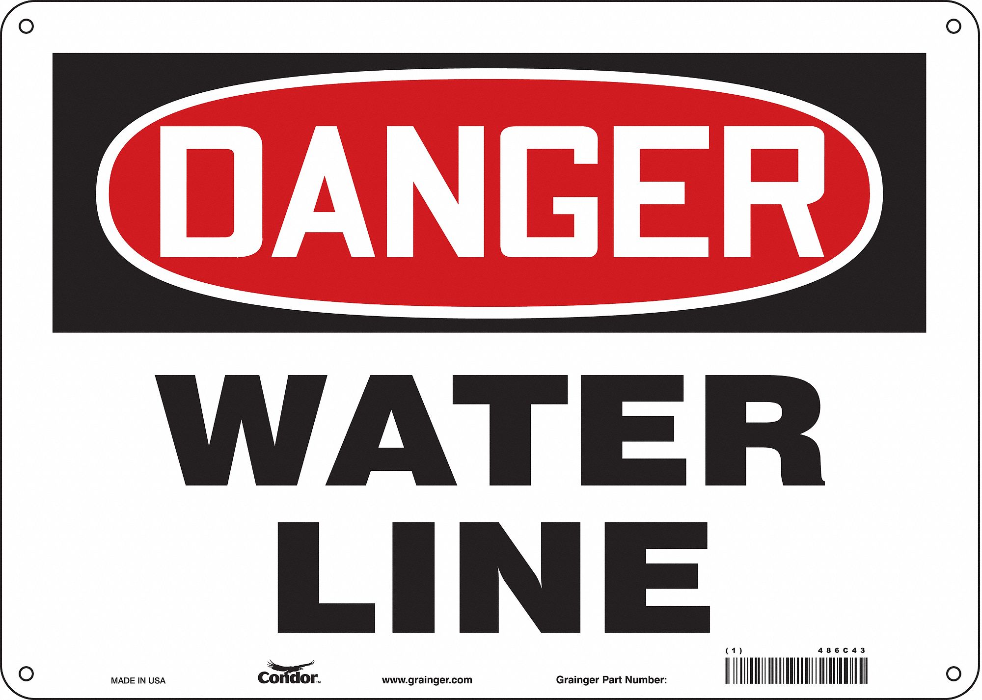 Safety Sign: Polyethylene, Mounting Holes Sign Mounting, 10 in x 14 in Nominal Sign Size
