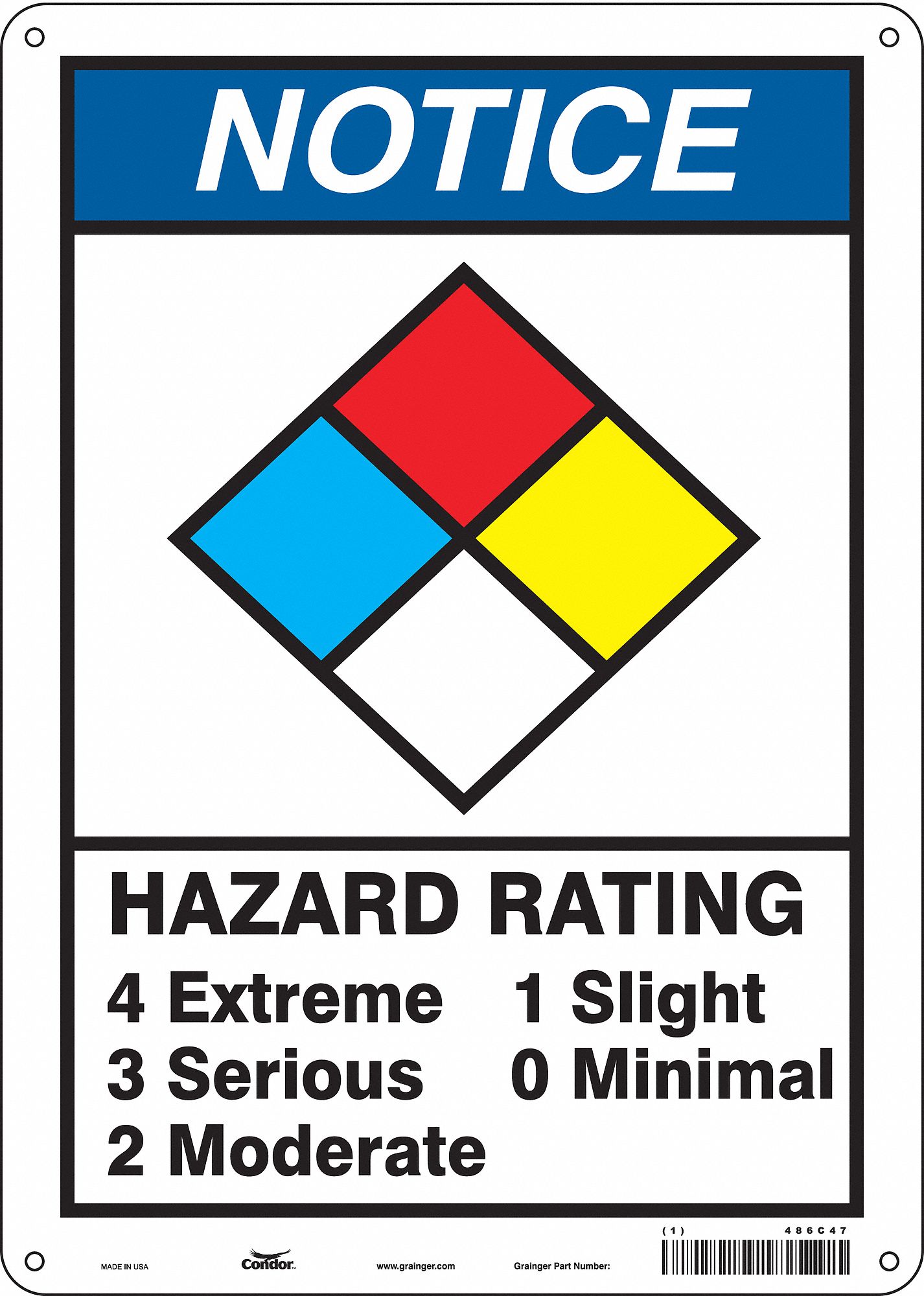 Sign: Aluminum, 14 in Ht, 10 in Wd, 0.032 in Thick, 10 in x 14 in, ANSI Z535/OSHA 29 CFR 1910.145