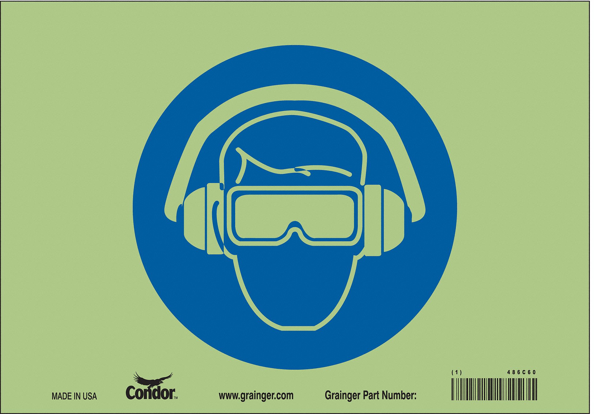 Safety Sign: Glow Vinyl, Adhesive Sign Mounting, 7 in x 10 in Nominal Sign Size, Not Retroreflective