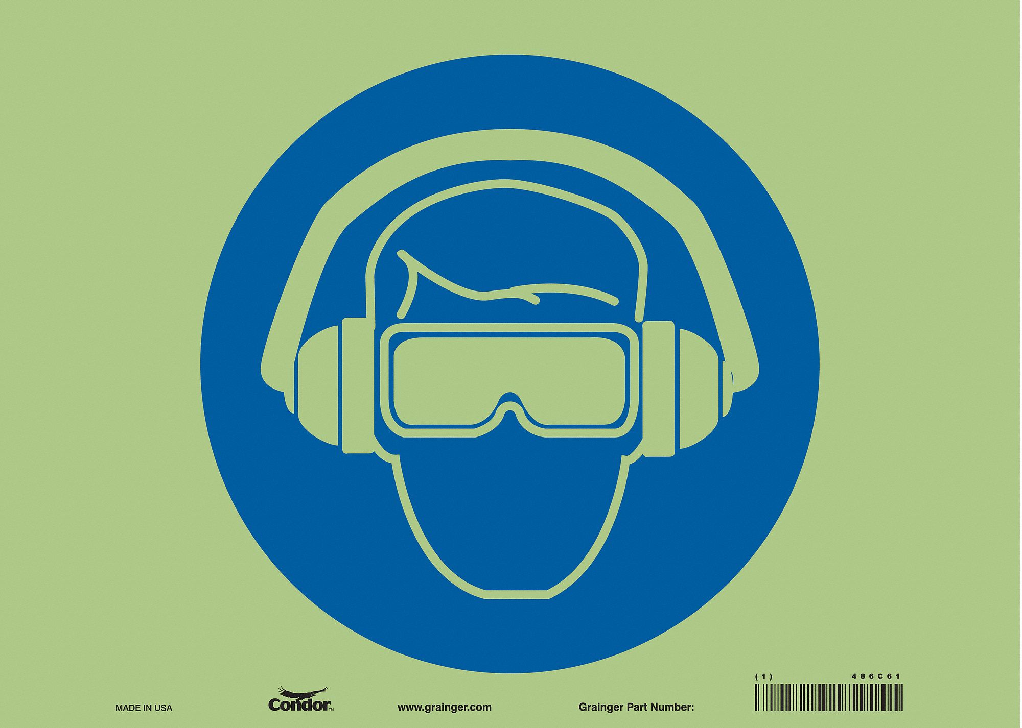 Safety Sign: Glow Vinyl, Adhesive Sign Mounting, 10 in x 14 in Nominal Sign Size, Glow In The Dark