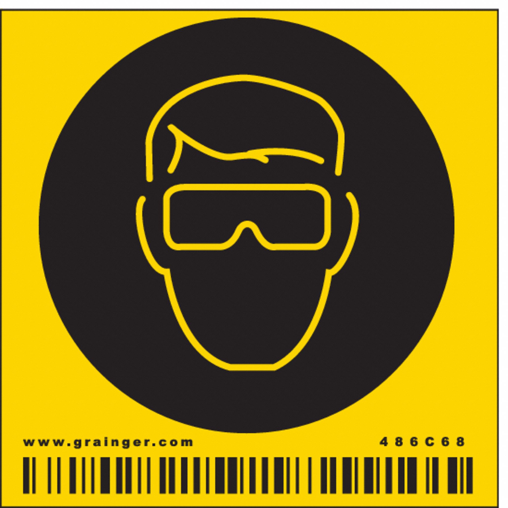 Safety Sign: Vinyl, Adhesive Sign Mounting, 2 1/4 in x 2 1/4 in Nominal Sign Size, 0.004 in Thick