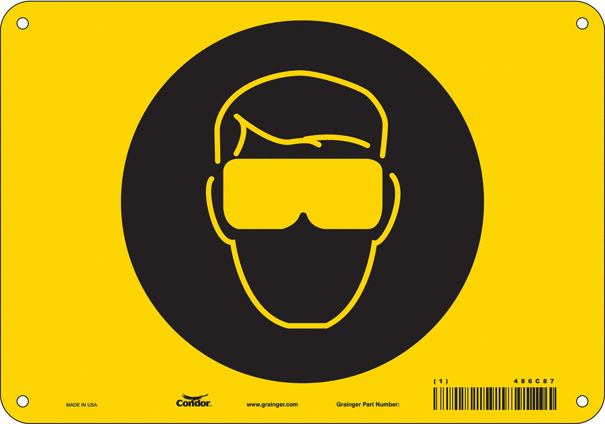 Safety Sign: Aluminum, Mounting Holes Sign Mounting, 7 in x 10 in Nominal Sign Size, 0.032 in Thick