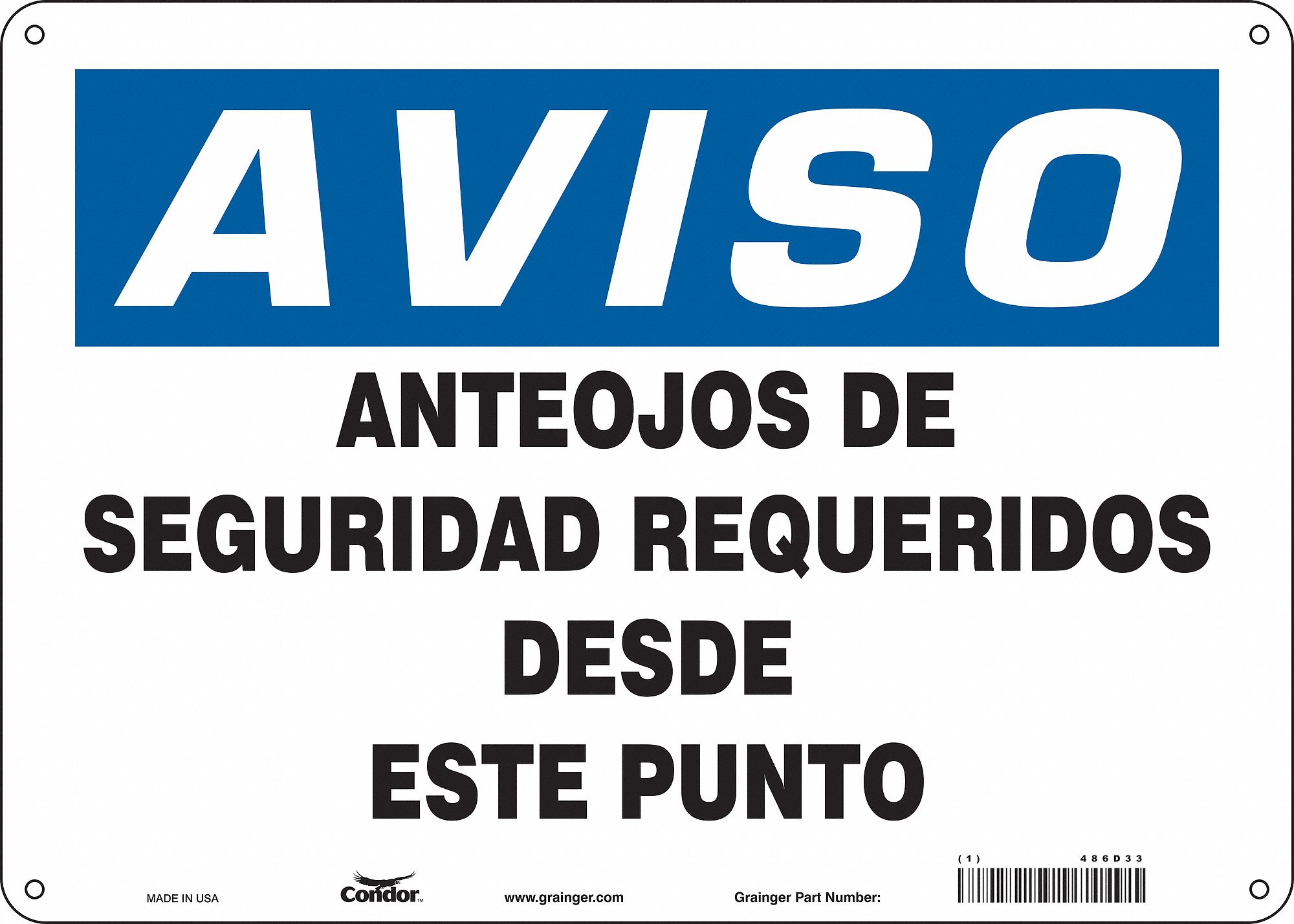 Safety Sign, 10 in x 14 in, Aluminum