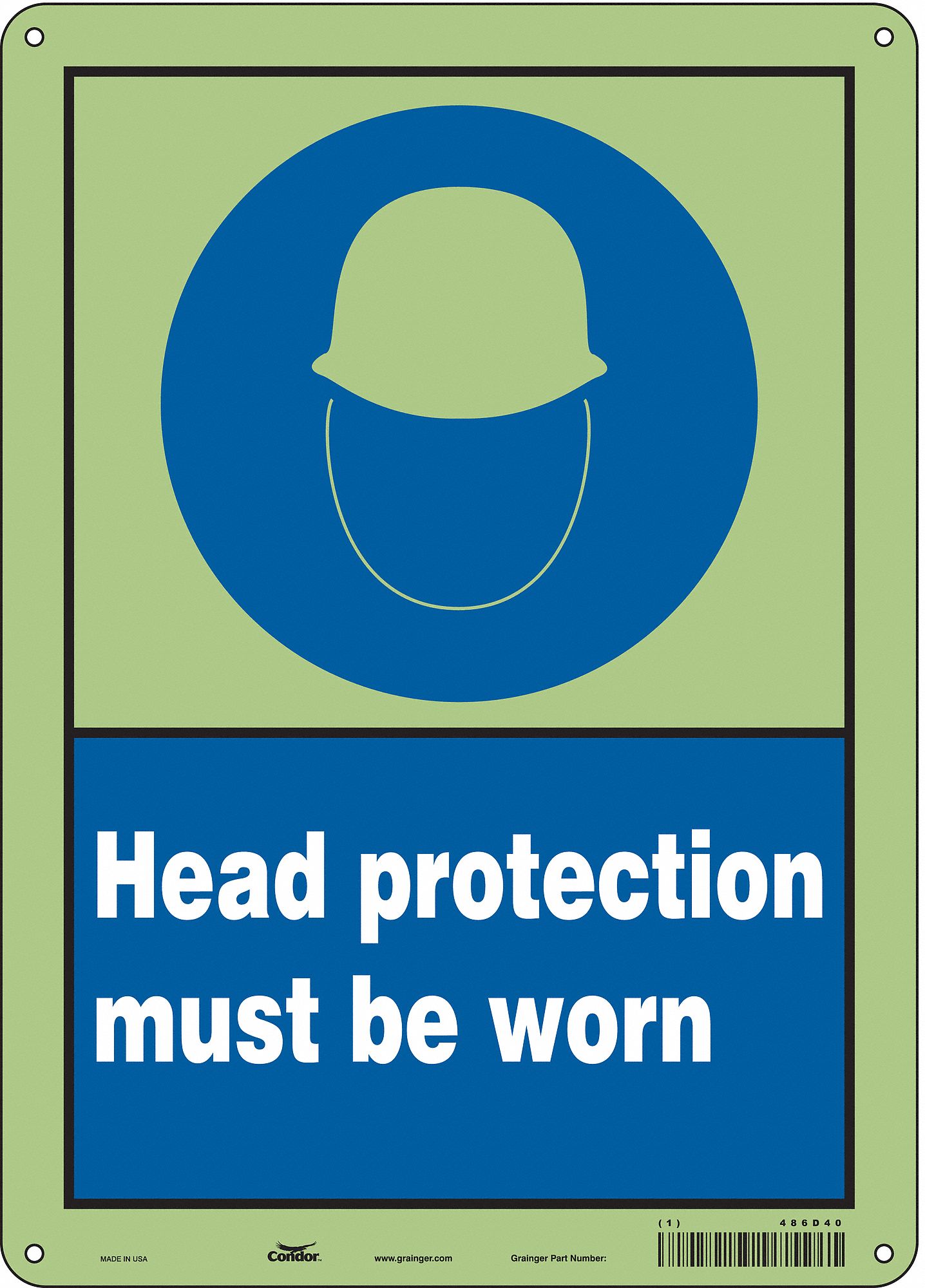 Safety Sign: Polyethylene, Mounting Holes Sign Mounting, 14 in x 10 in Nominal Sign Size