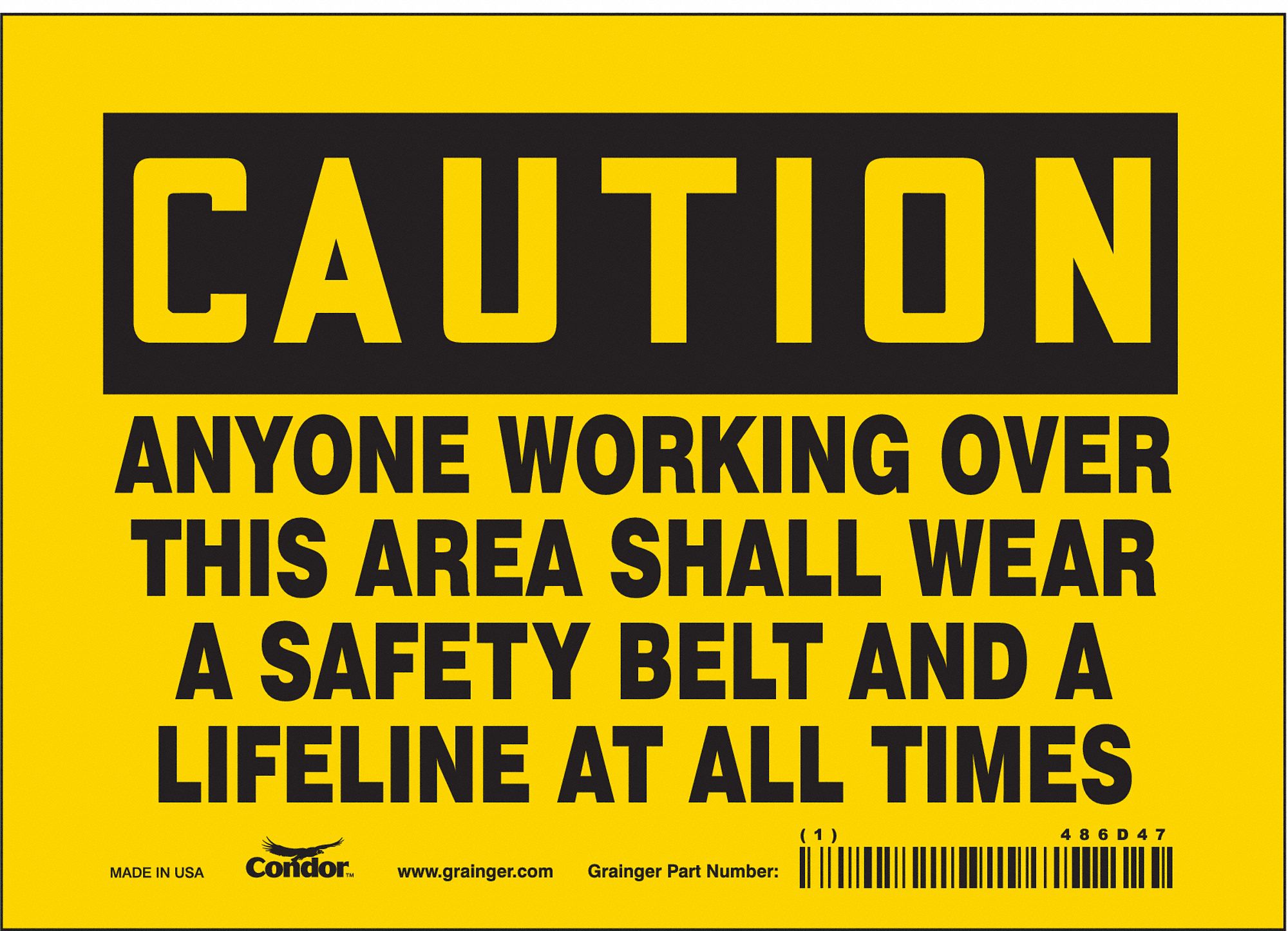 Safety Sign: Vinyl, Adhesive Sign Mounting, 5 in x 7 in Nominal Sign Size, Not Retroreflective