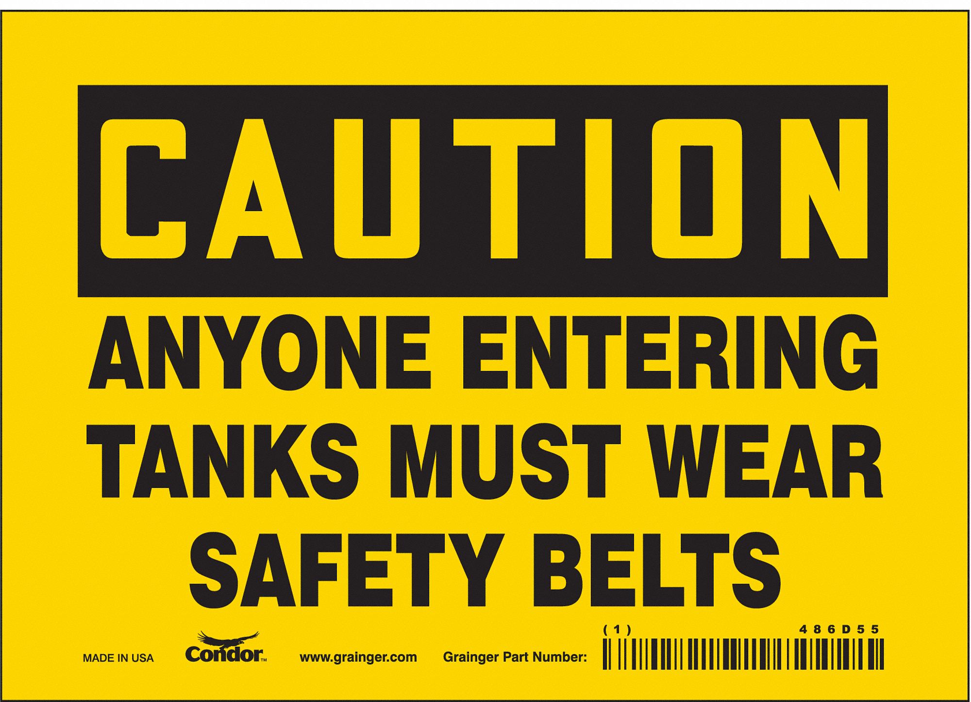 Safety Sign: Vinyl, Adhesive Sign Mounting, 5 in x 7 in Nominal Sign Size, Not Retroreflective