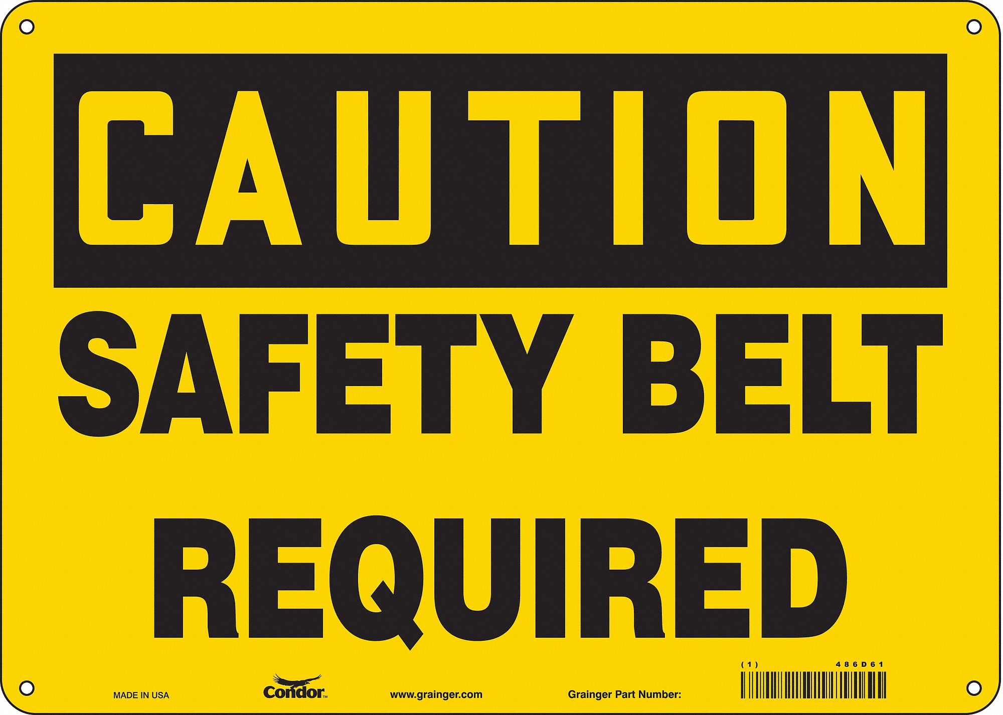 Safety Sign: Polyethylene, Mounting Holes Sign Mounting, 10 in x 14 in Nominal Sign Size, Caution