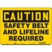 Caution: Safety Belt And A Lifeline Required Signs