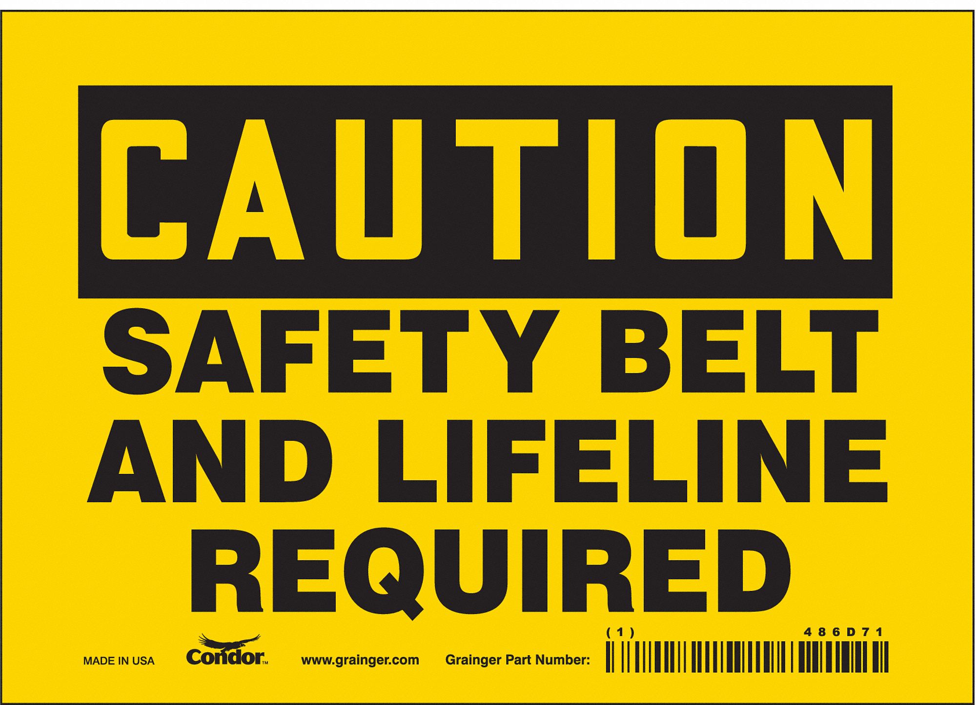 Safety Sign: Vinyl, Adhesive Sign Mounting, 5 in x 7 in Nominal Sign Size, Not Retroreflective