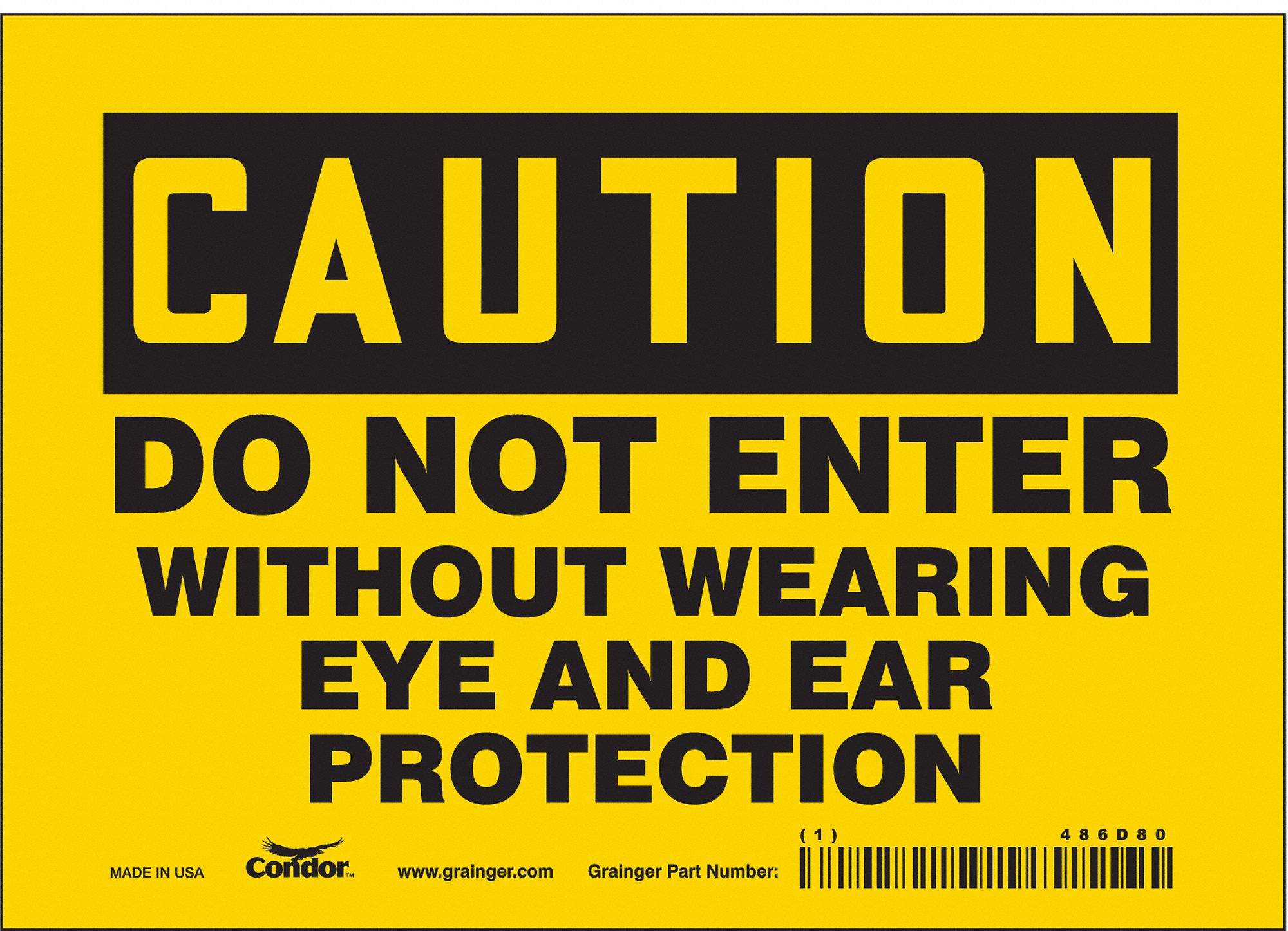 Safety Sign: Vinyl, Adhesive Sign Mounting, 5 in x 7 in Nominal Sign Size, Not Retroreflective, Wall